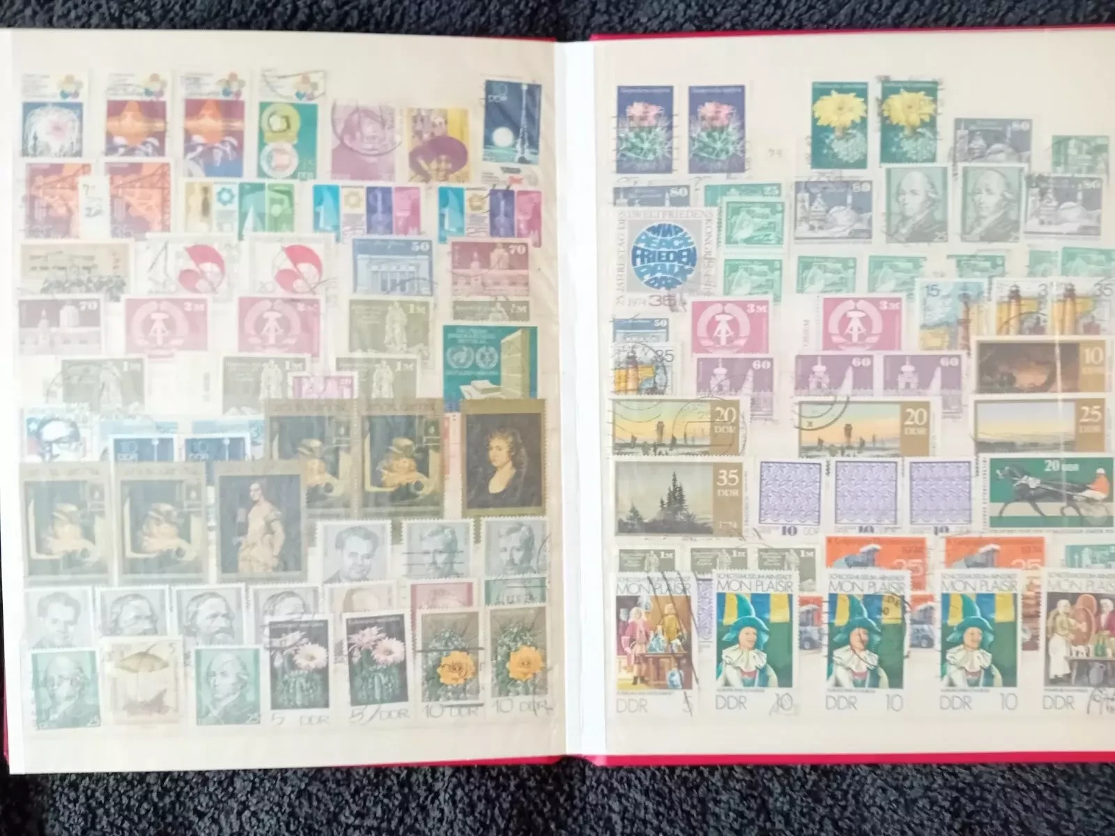 E Germany DDR used stamps in 8 page/16 side album with duplication