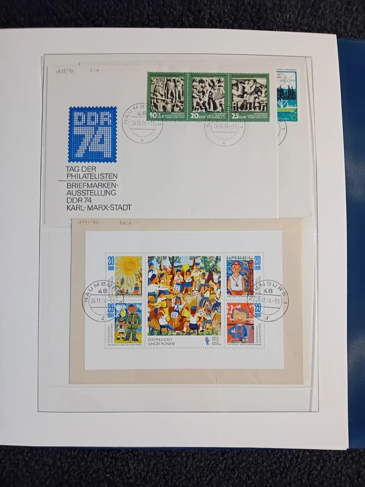 E Germany DDR 1973-76 MNH & Used stamps side by side + Some FDCs