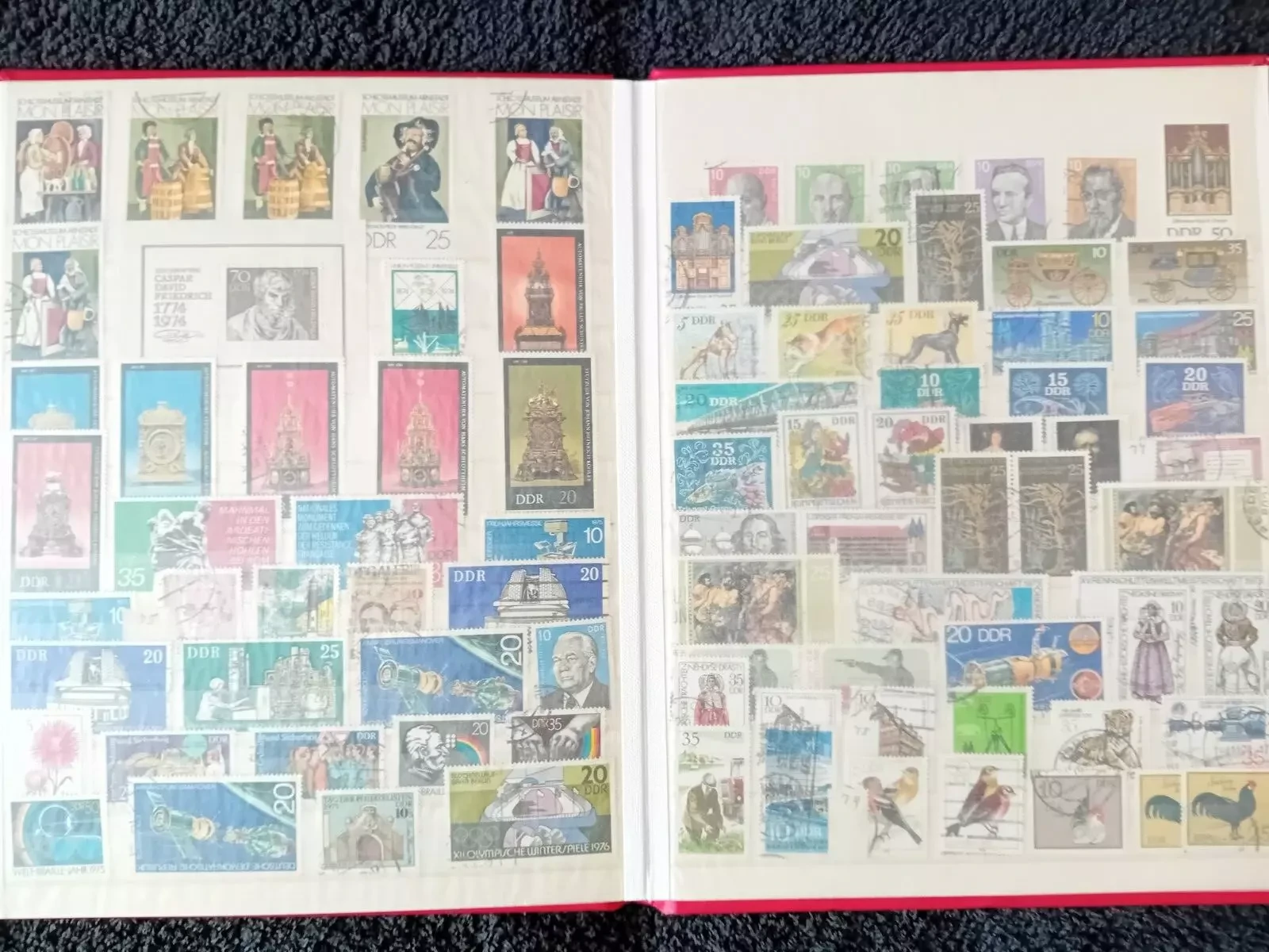 E Germany DDR used stamps in 8 page/16 side album with duplication