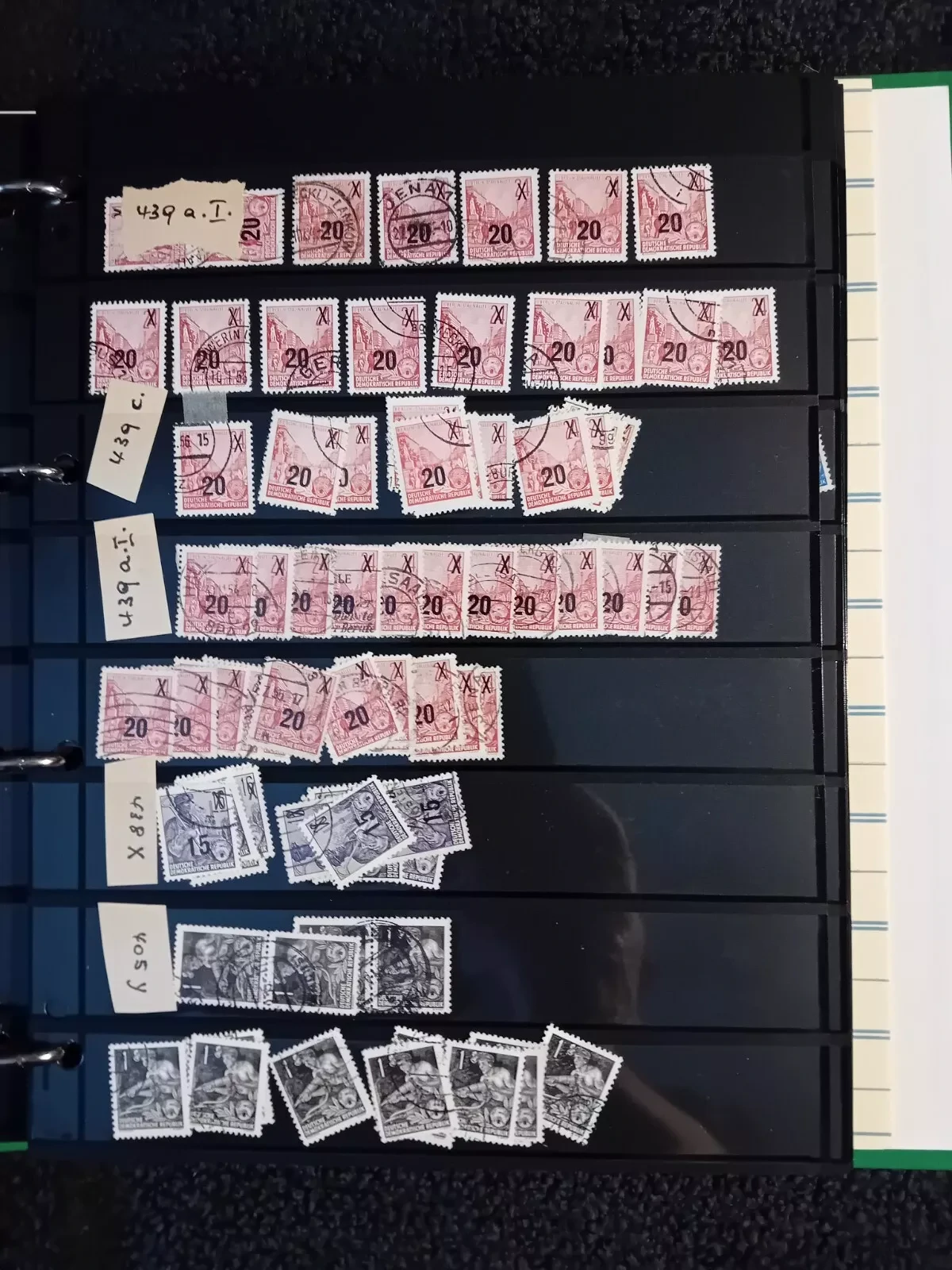 E Germany DDR used stamps on pages in folder all pages with stamps shown