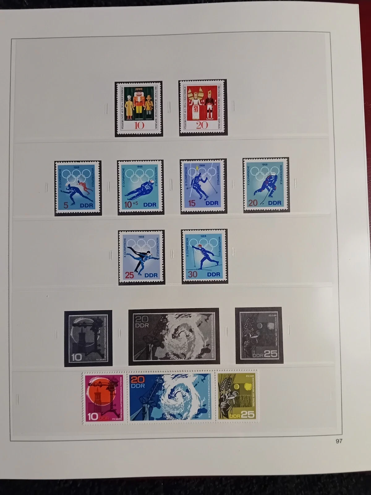 E Germany DDR MNH stamps 1967-1970 in album approx. 95% complete