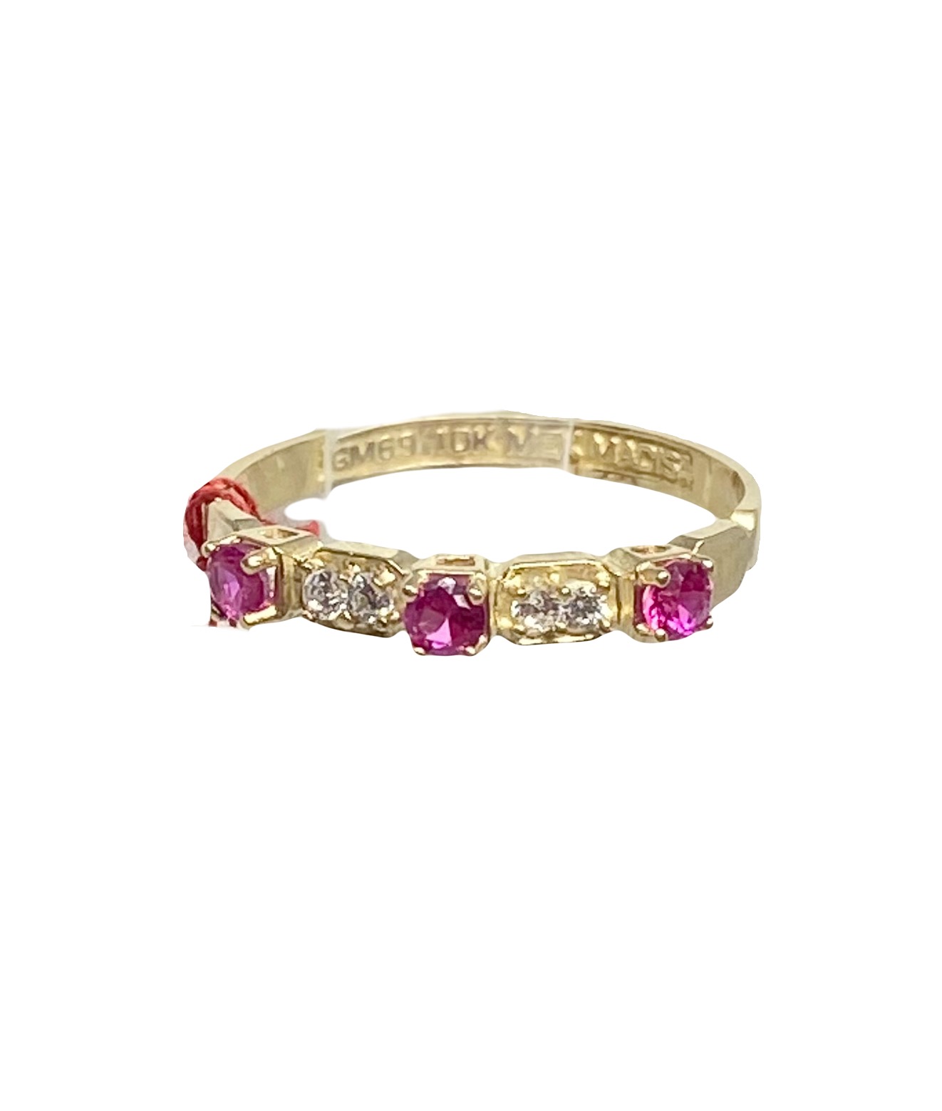 Anillo Media Churumbela Oro Puro 10k - Rubíes Y Zirconias (Usado)
