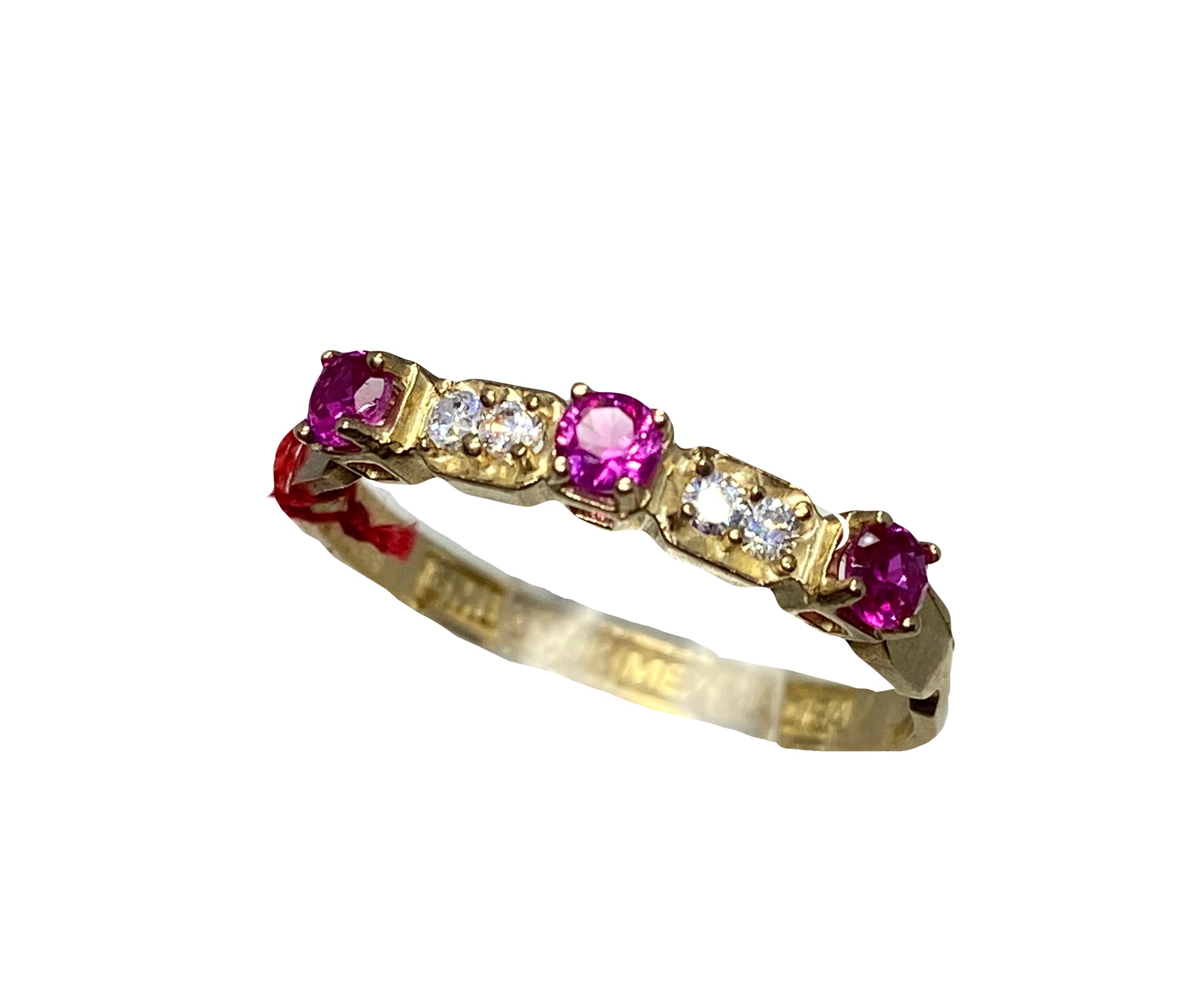 Anillo Media Churumbela Oro Puro 10k - Rubíes Y Zirconias (Usado)