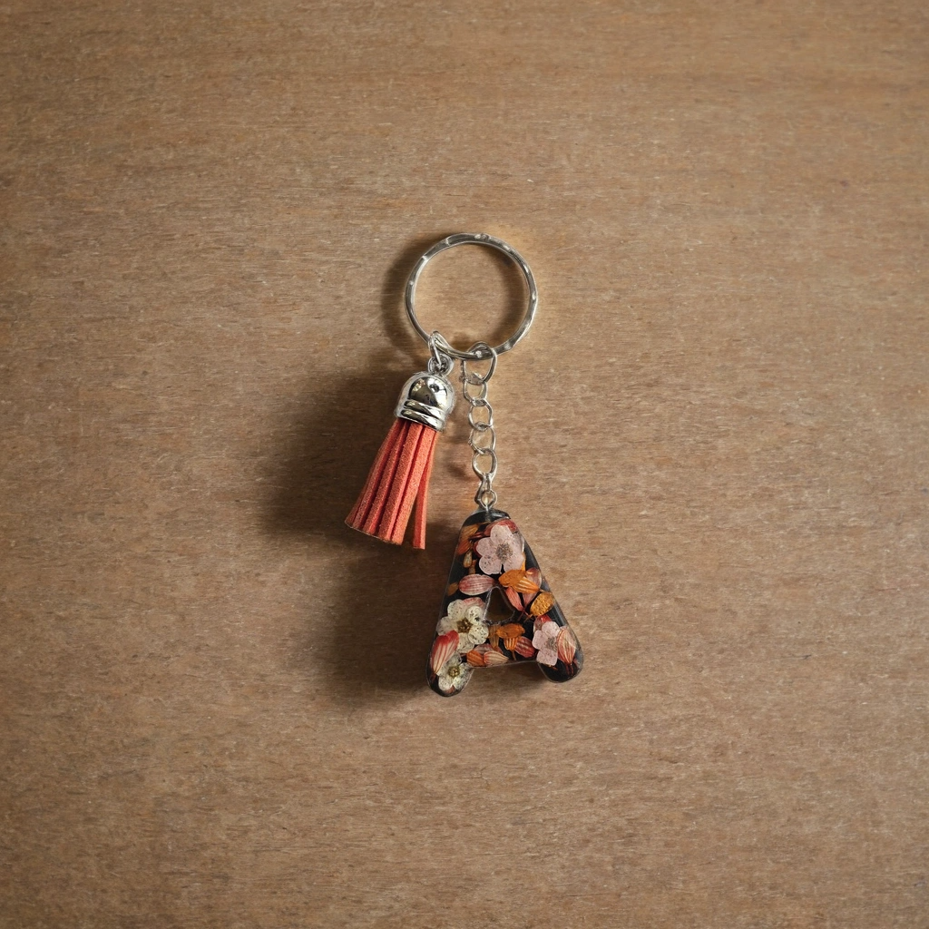 Alphabet Keychains with Real Pressed Flowers