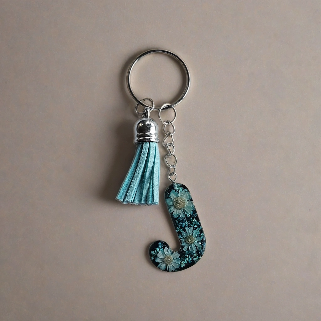 Alphabet Keychains with Real Pressed Flowers