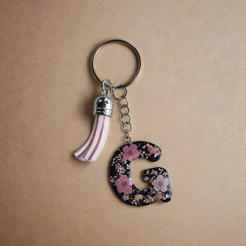 Alphabet Keychains with Real Pressed Flowers