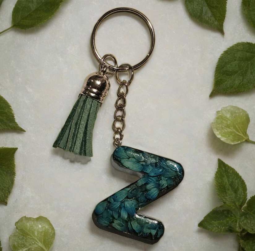 Alphabet Keychains with Real Pressed Flowers