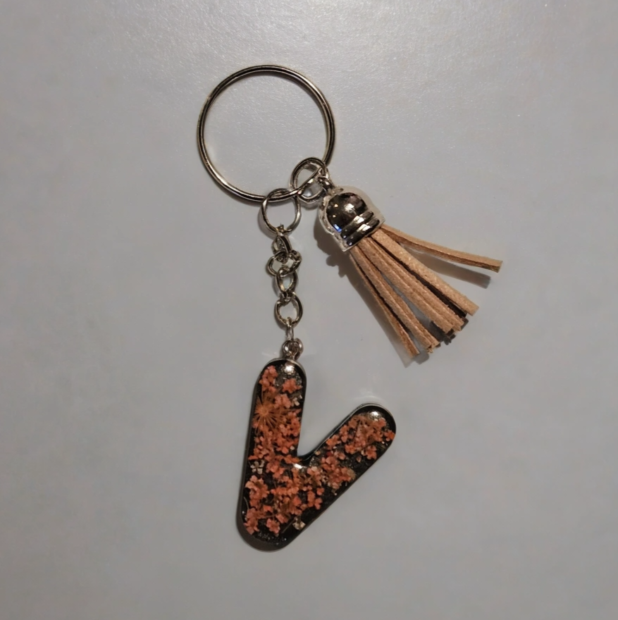 Alphabet Keychains with Real Pressed Flowers