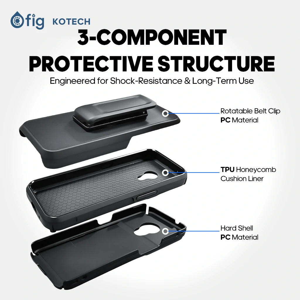 Fig Bar Holster Case with 180° Rotating Belt Clip
