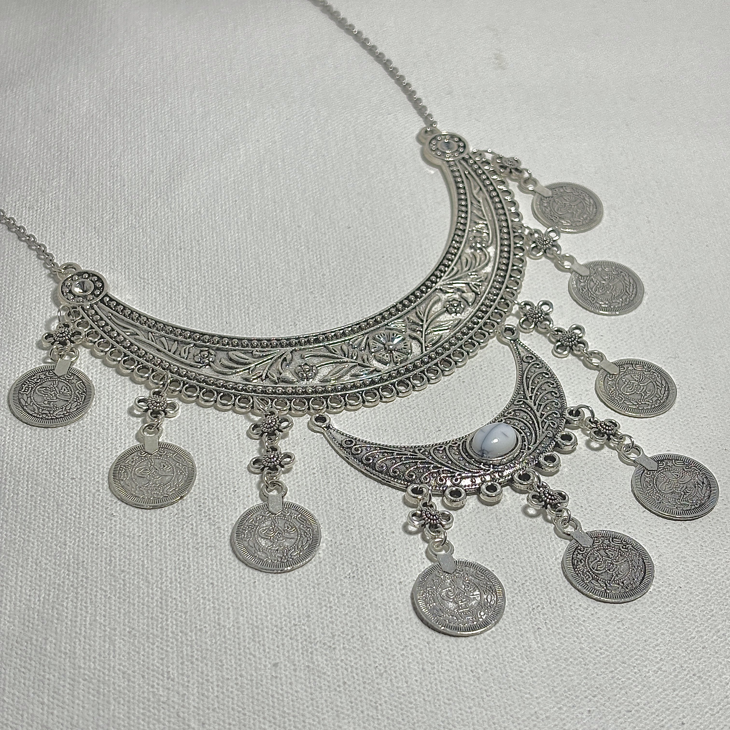 Double Layered Necklace with Colour