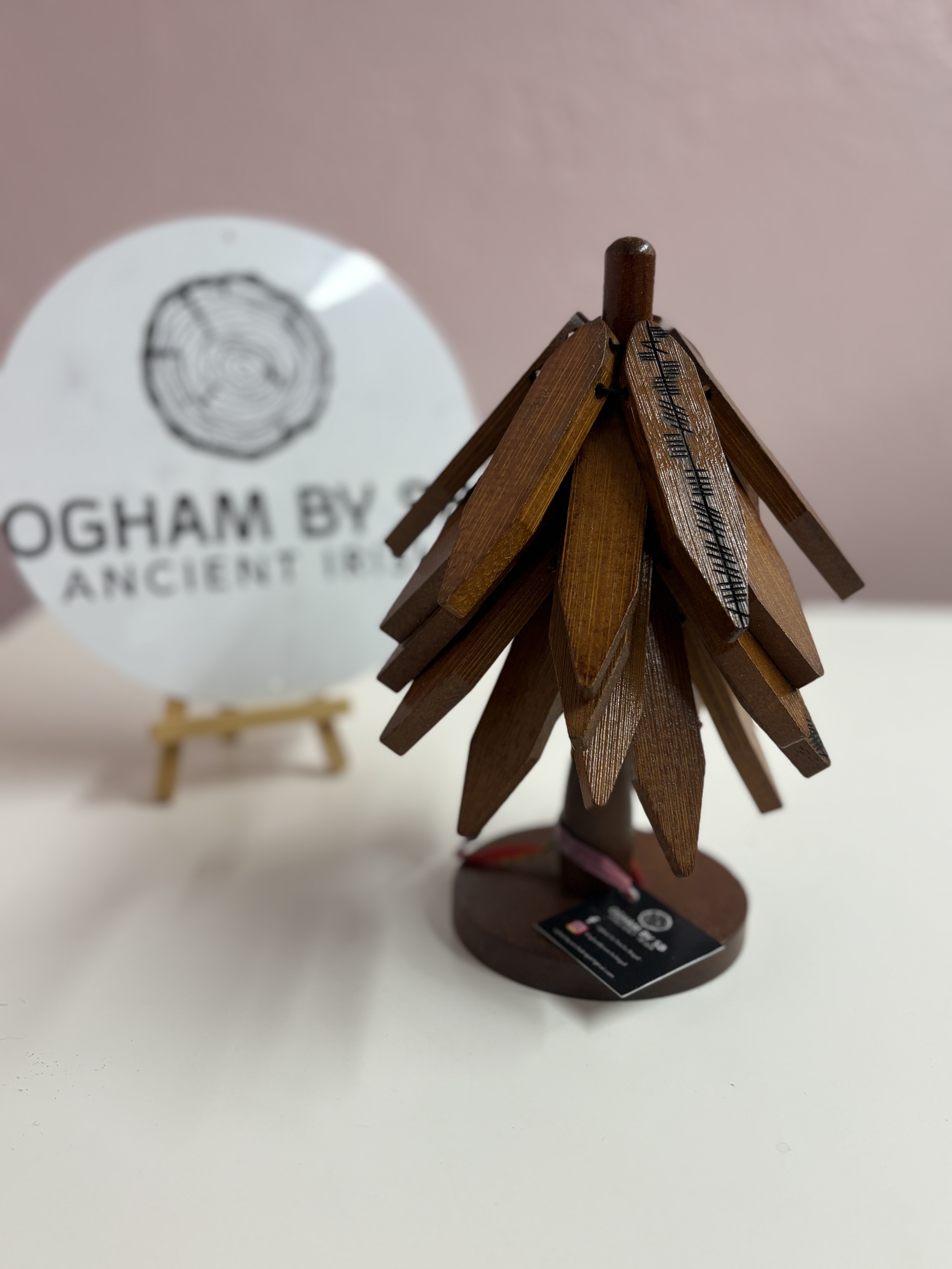 Ogham Inscribed Christmas Tree Coaster