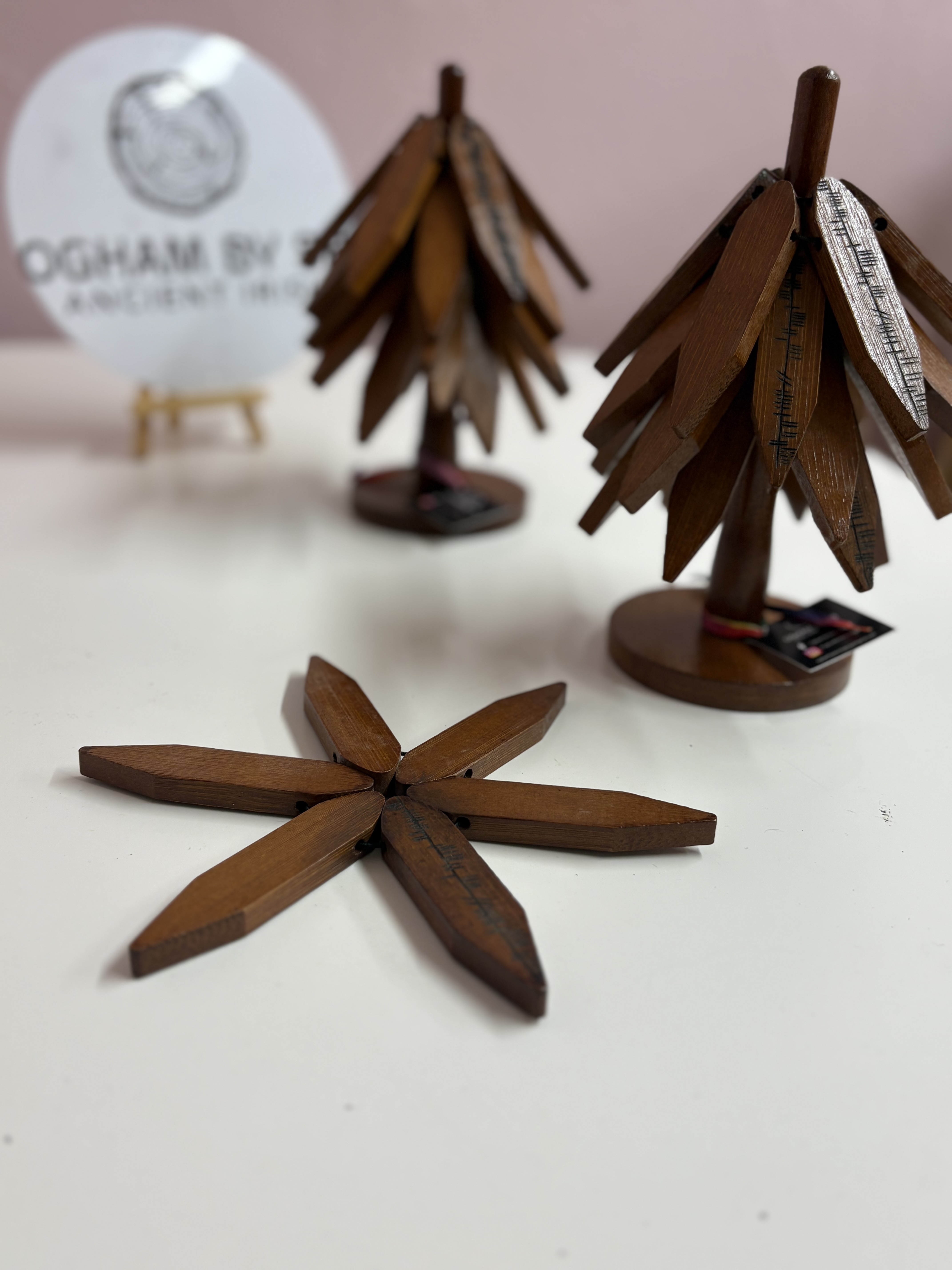 Ogham Inscribed Christmas Tree Coaster