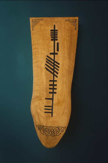"Therapy" in Ogham on Yew