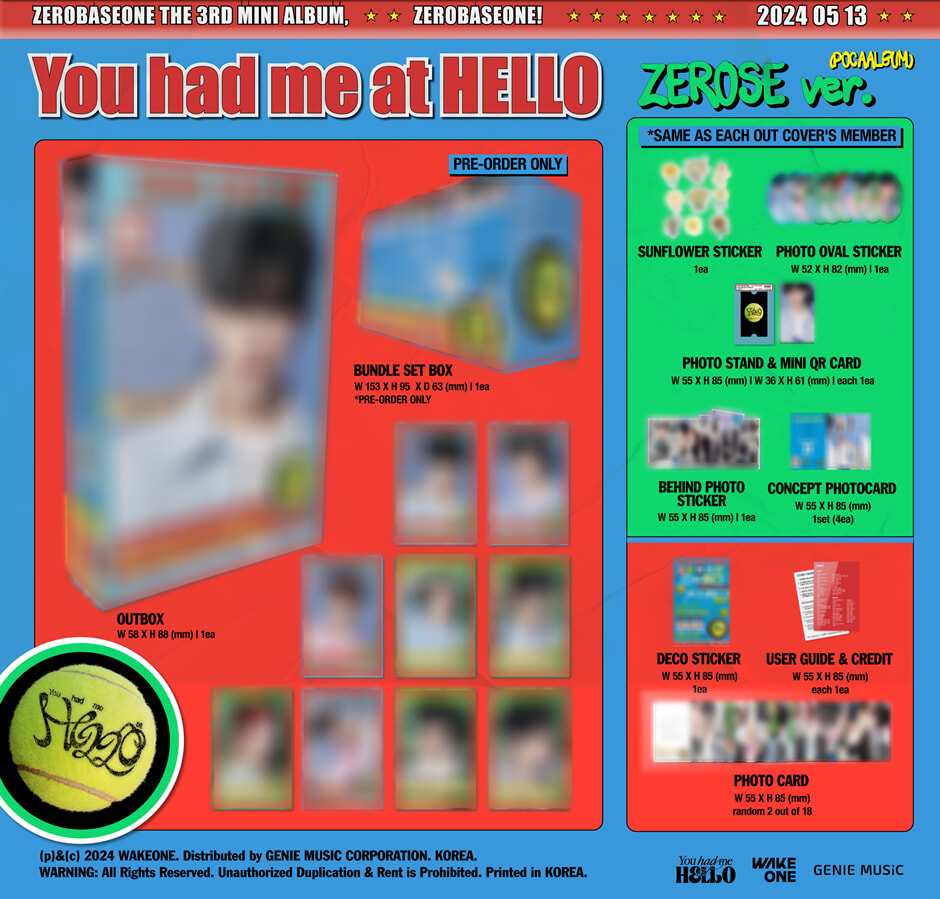 ZEROBASEONE - 3rd Mini Album You had me at HELLO (ZEROSE Ver.)