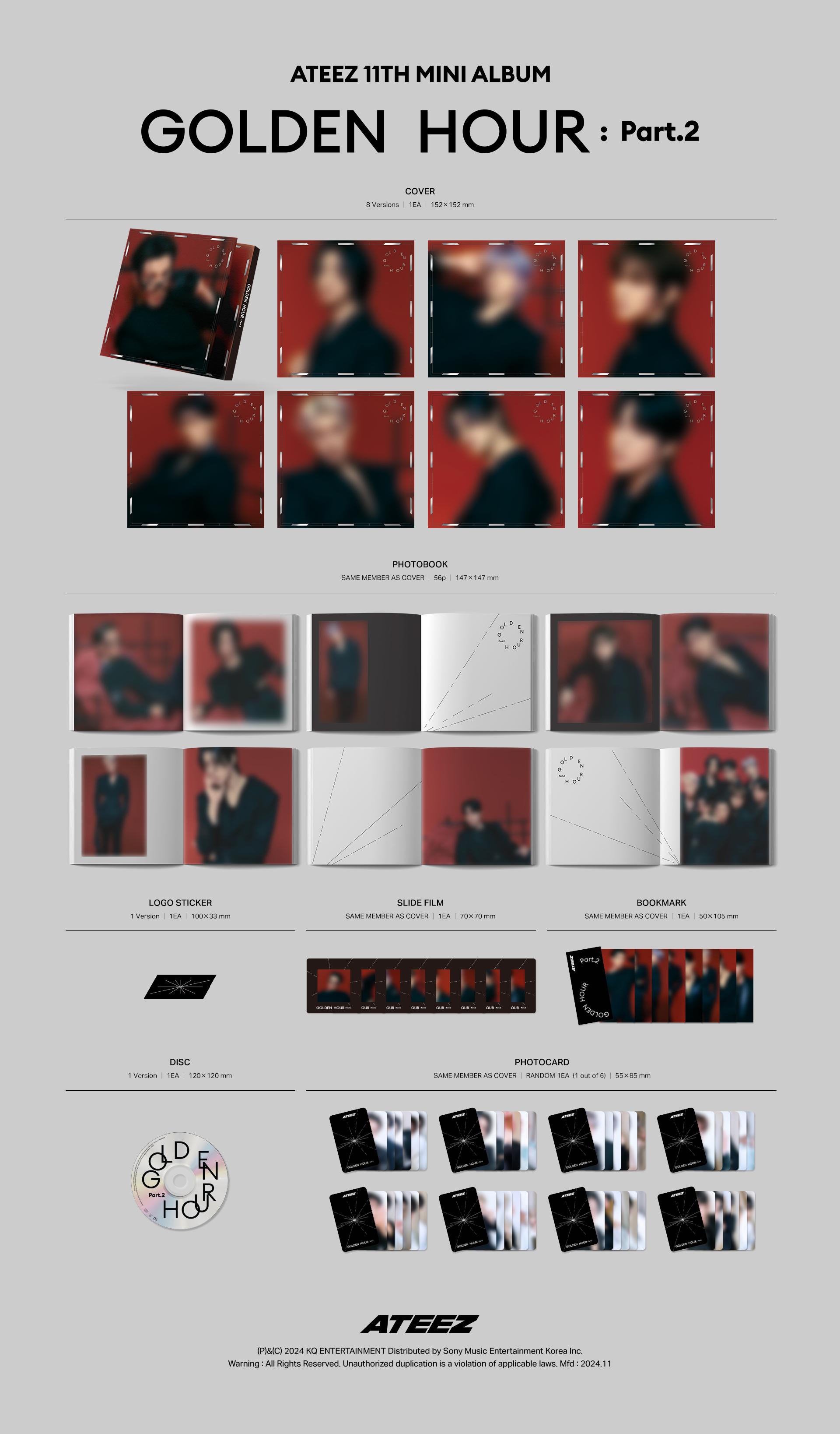 ATEEZ - 11th Mini Album GOLDEN HOUR : Part.2 (Digipack Ver.)