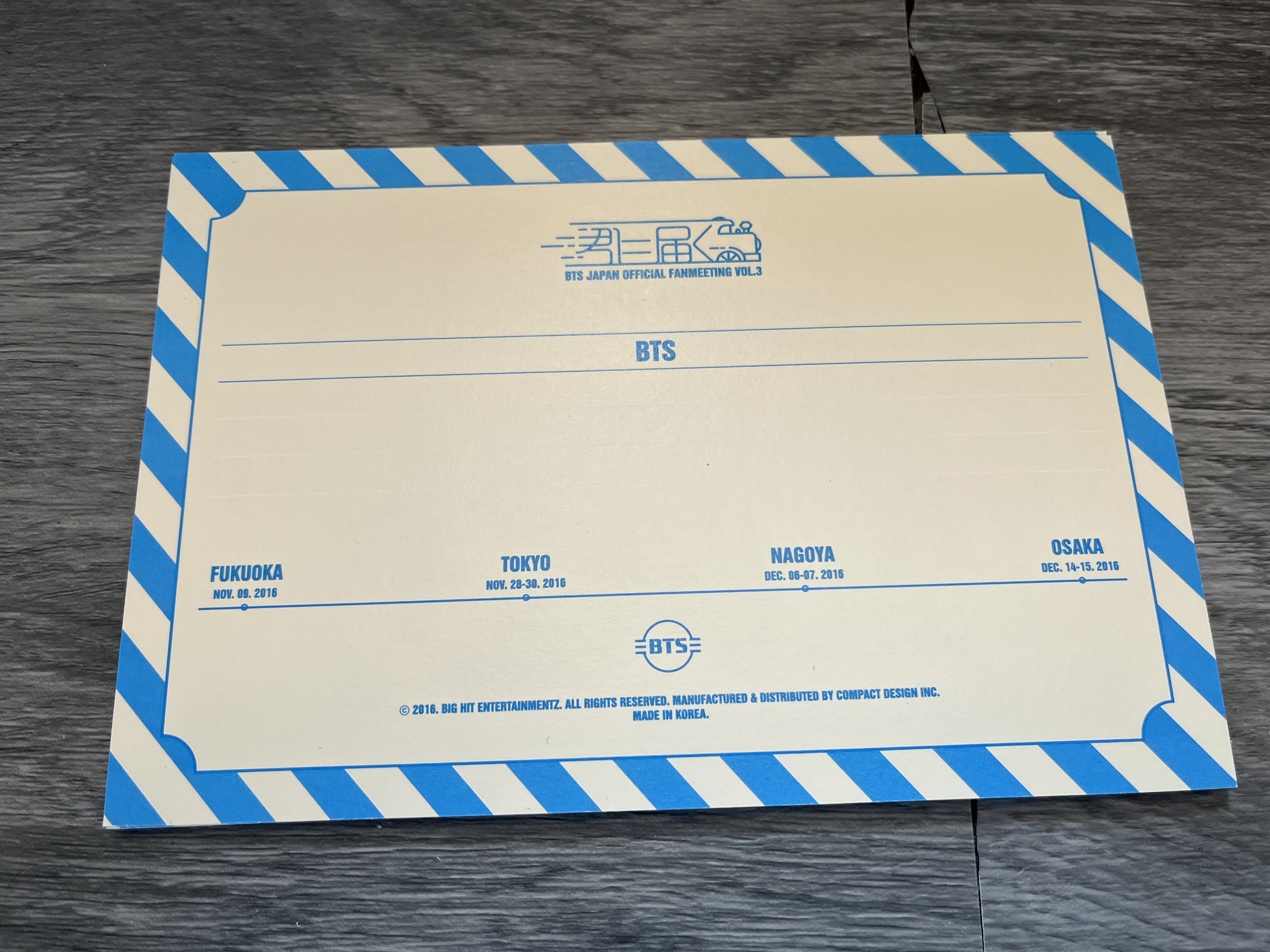 BTS 2016 Japan Official Fanmeeting Vol.3 Postcard Set All Members + Group