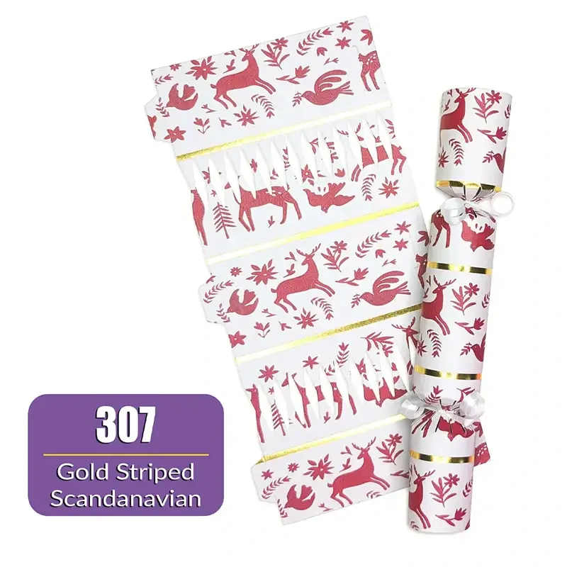 Gold Striped Scandanavian - DIY Cracker Kit - Set of 6