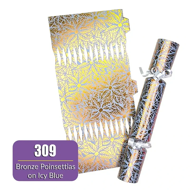 Bronze Poinsettia on Icy Blue - DIY Cracker Kit - Set of 6
