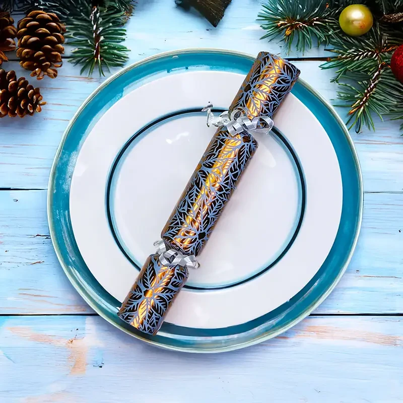 Bronze Poinsettia on Icy Blue - DIY Cracker Kit - Set of 6