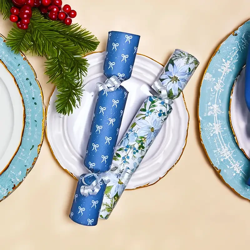 Country Blue Poinsettias - DIY Cracker Kit - Set of 6