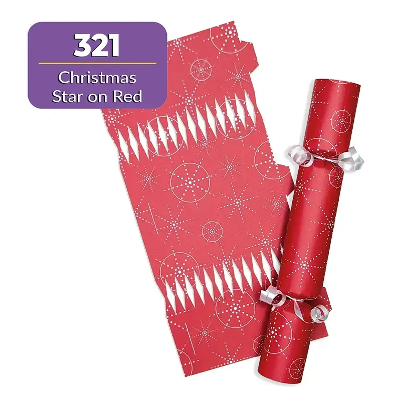 Christmas Stars on Red - DIY Cracker Kit - Set of 6