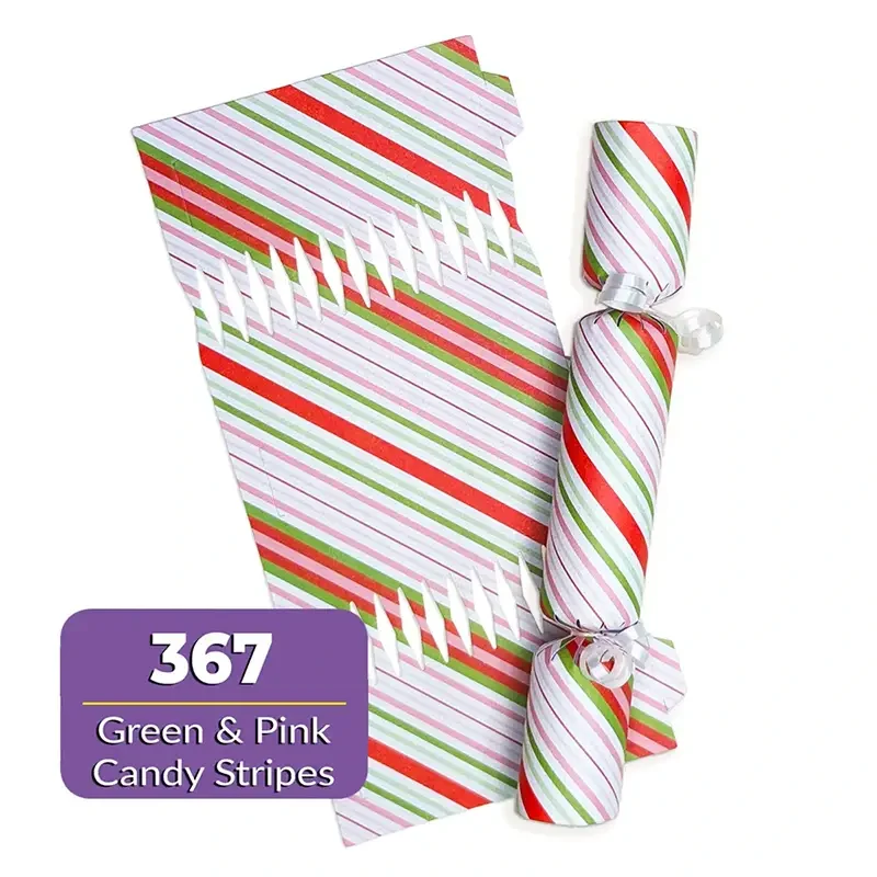 Green & Pink Candy Stripes - DIY Cracker Kit - Set of 6