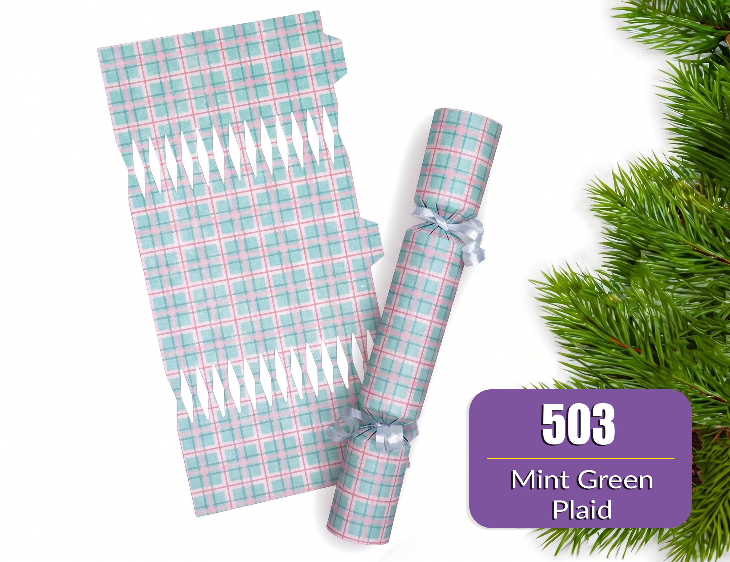 Mint Green Plaid - DIY Cracker Kit - Set of 6