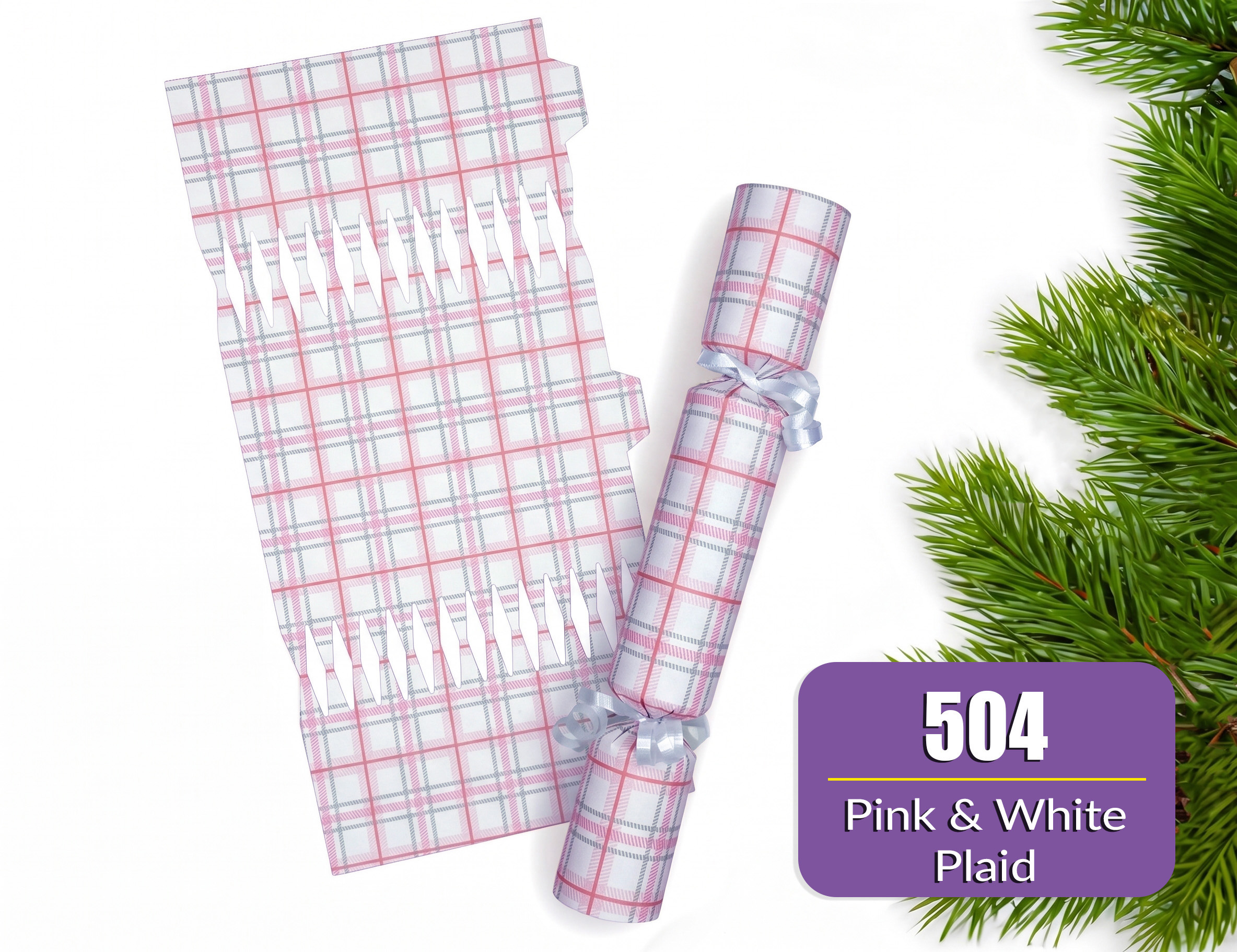 Pink & White Plaid - DIY Cracker Kit - Set of 6