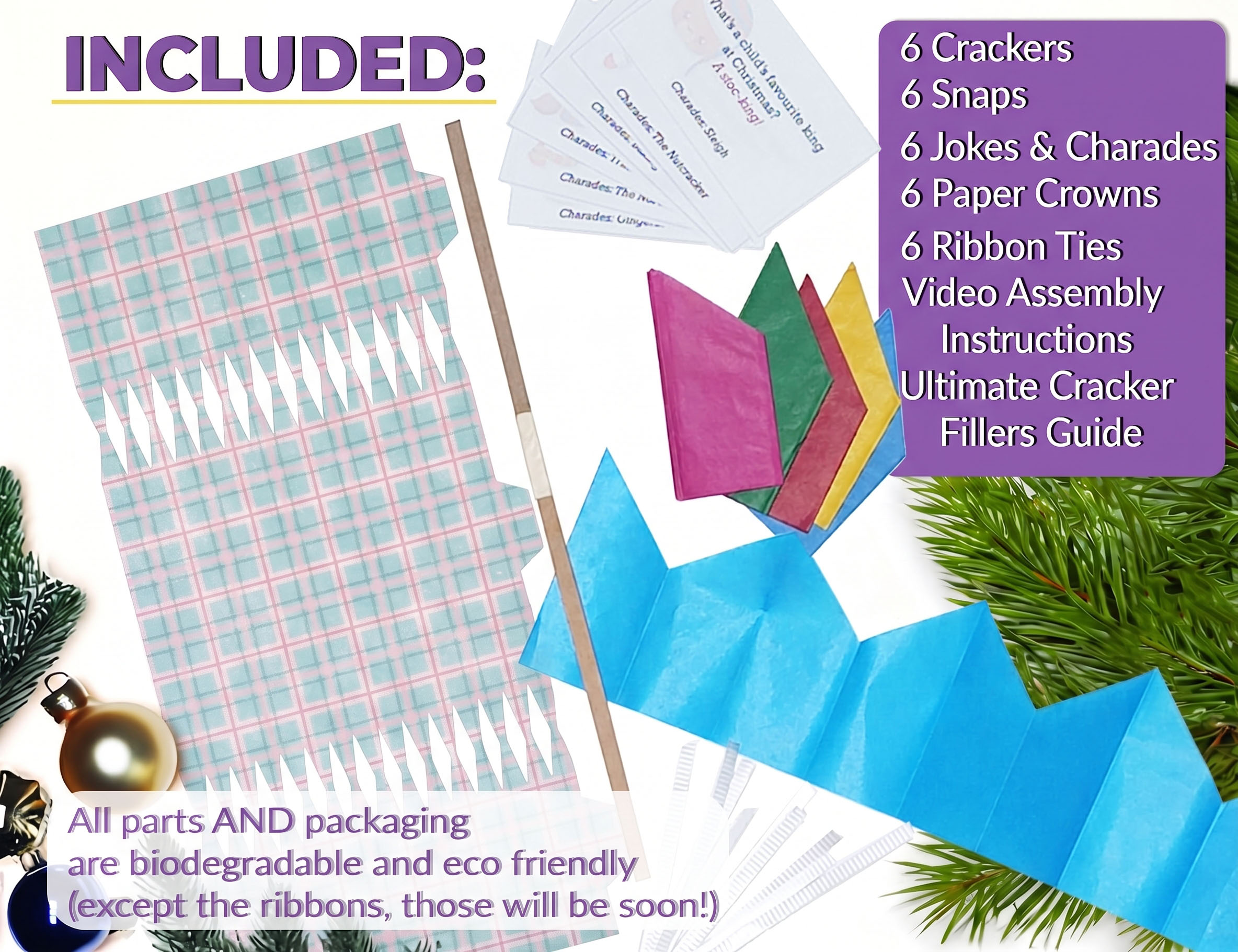 Pink & White Plaid - DIY Cracker Kit - Set of 6