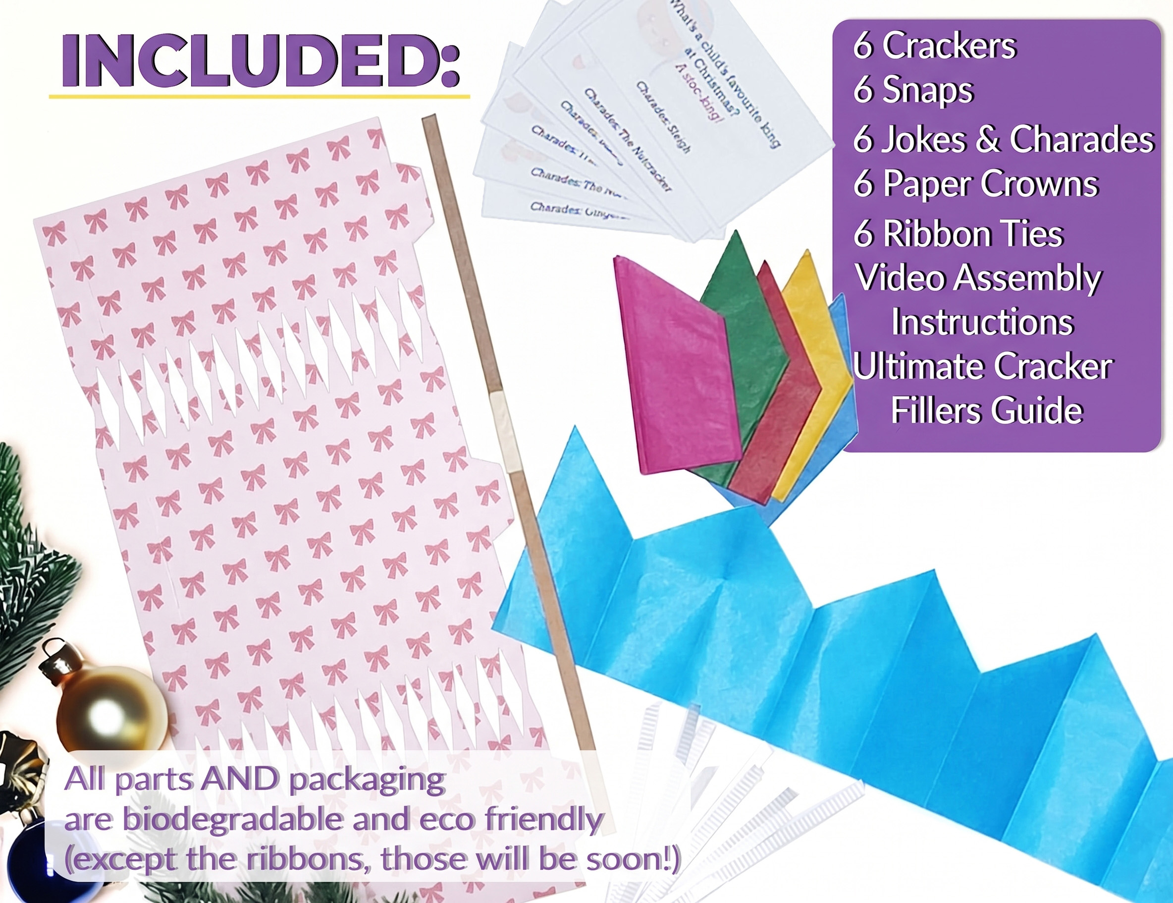 Dainty Pink Bows - DIY Cracker Kit - Set of 6
