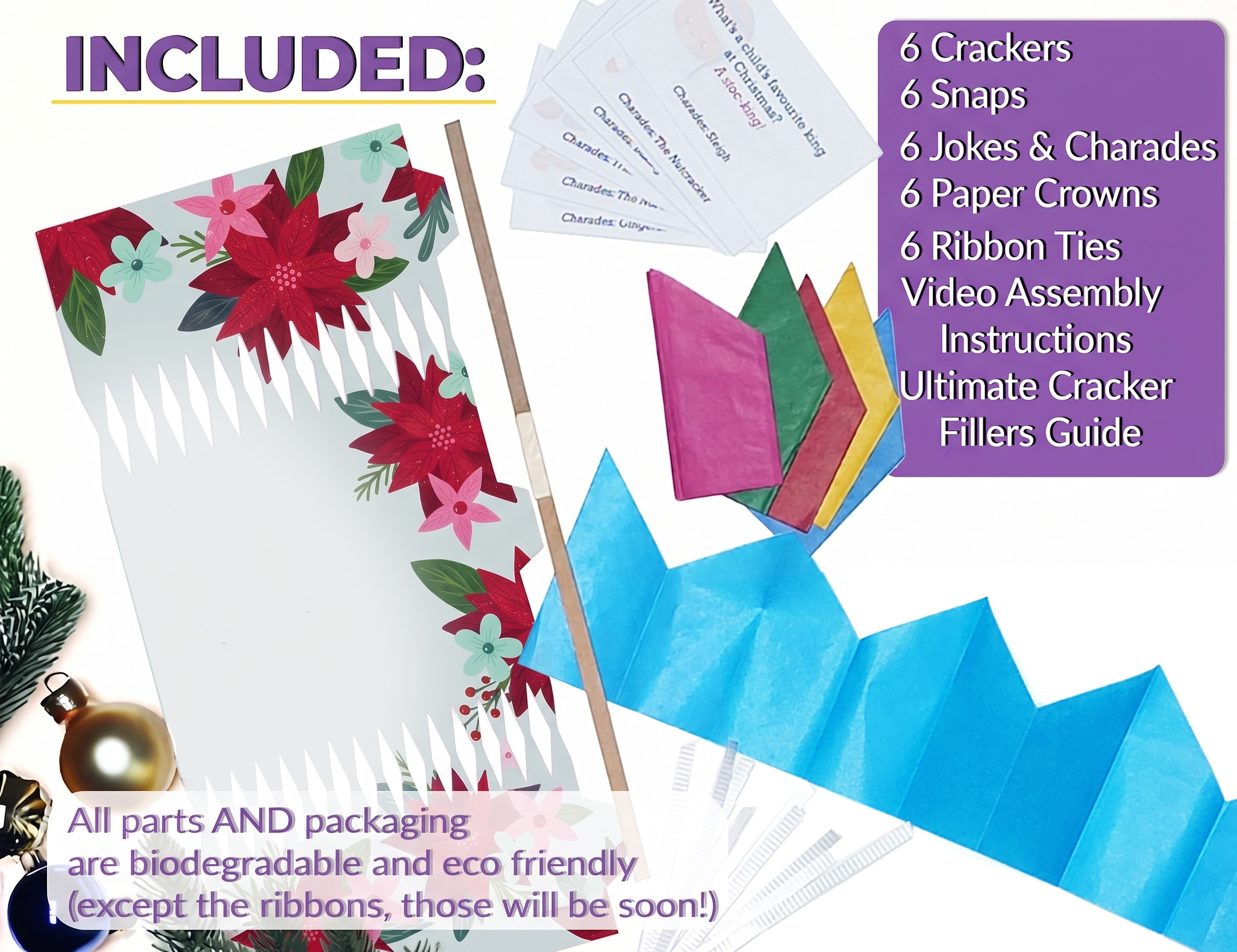 Poinsettia Art - DIY Cracker Kit - Set of 6