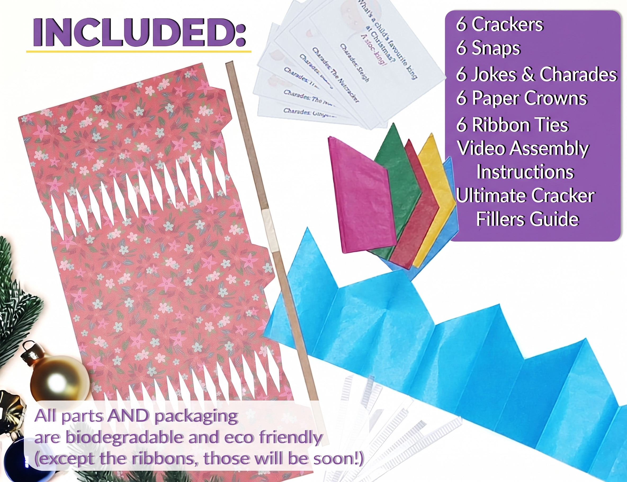 Dainty Poinsettias - DIY Cracker Kit - Set of 6