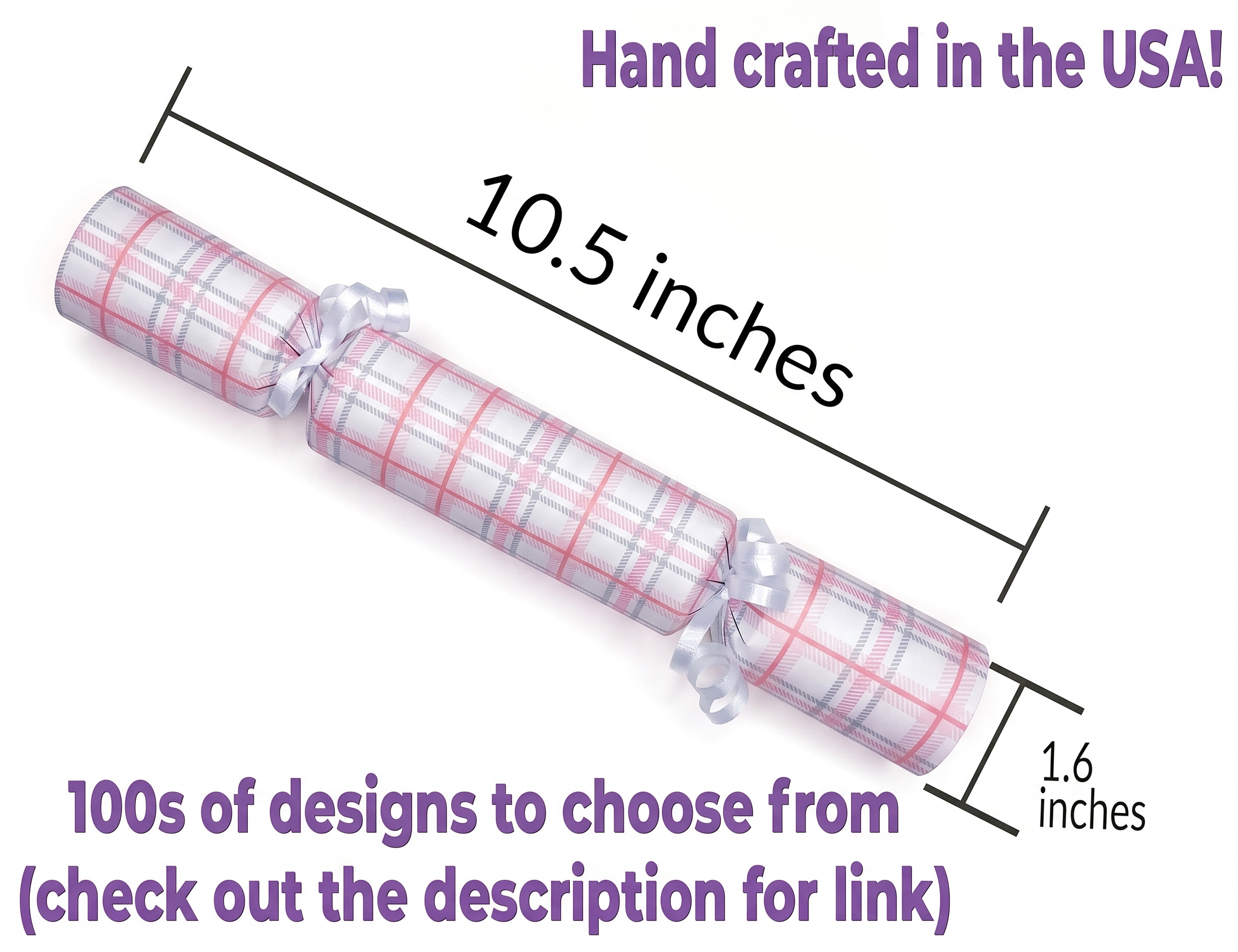 Pink & White Plaid - DIY Cracker Kit - Set of 6