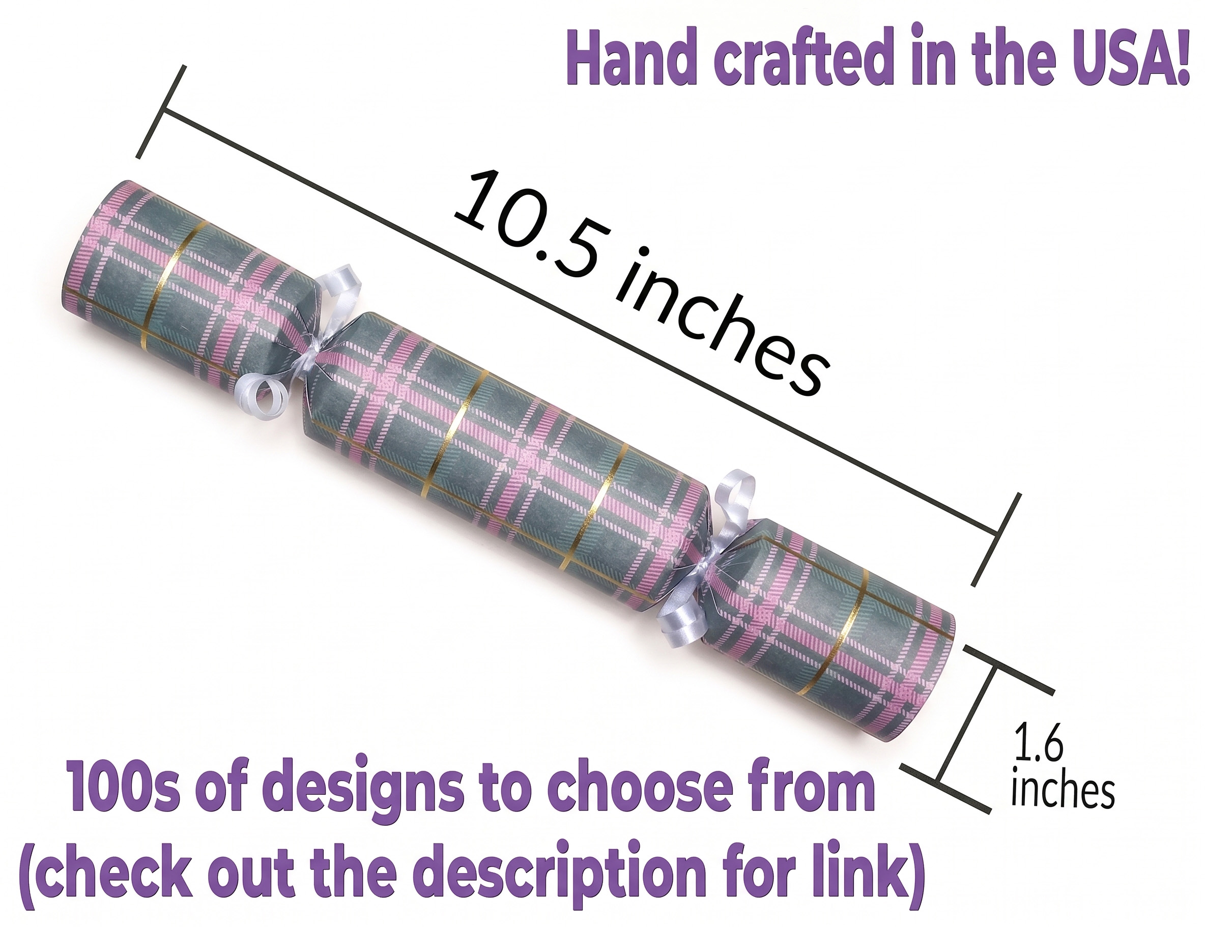 Shiny Gold Plaid - DIY Cracker Kit - Set of 6