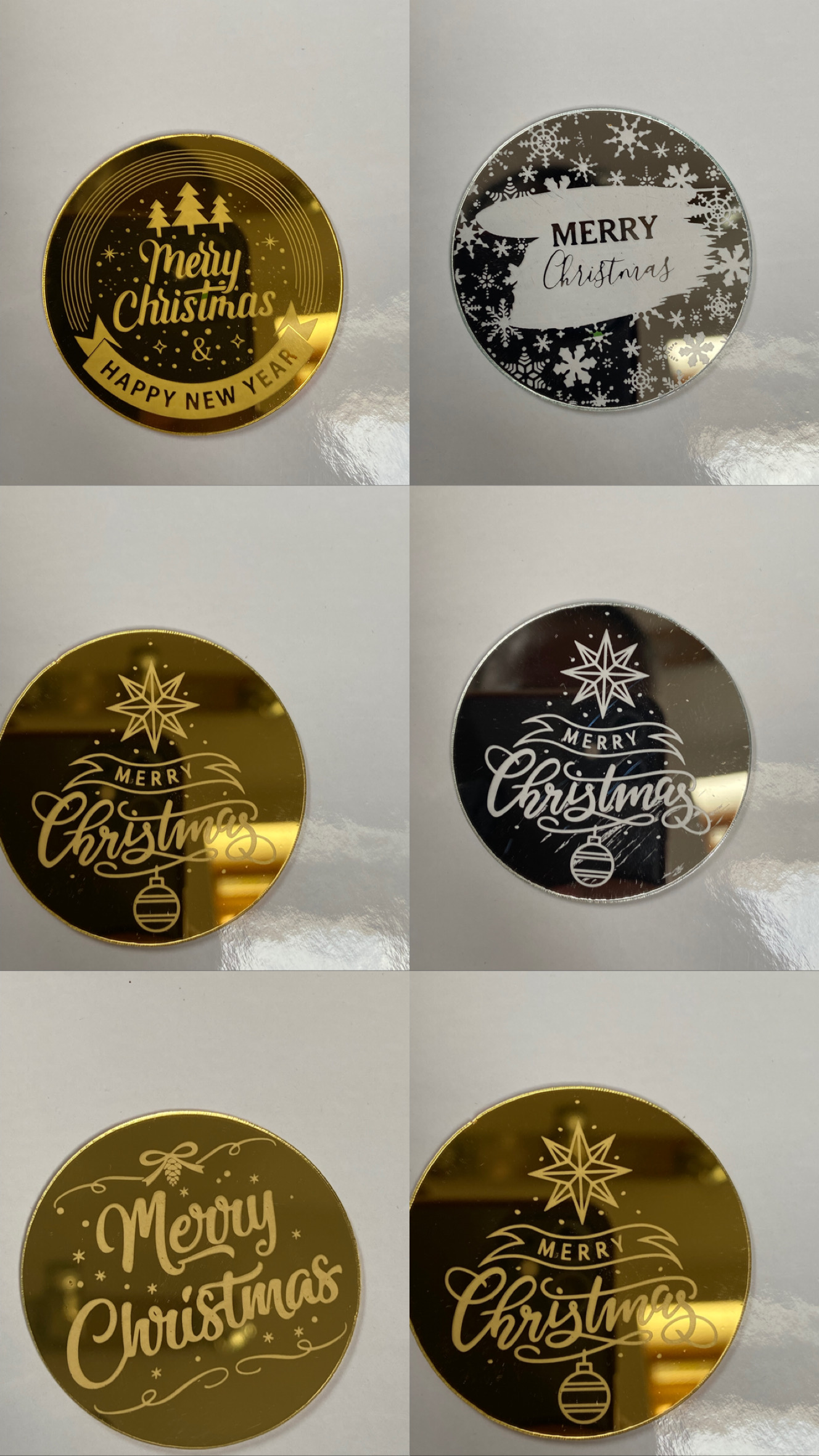 ACRYLIC CHRISTMAS ROUND DISC TOPPER