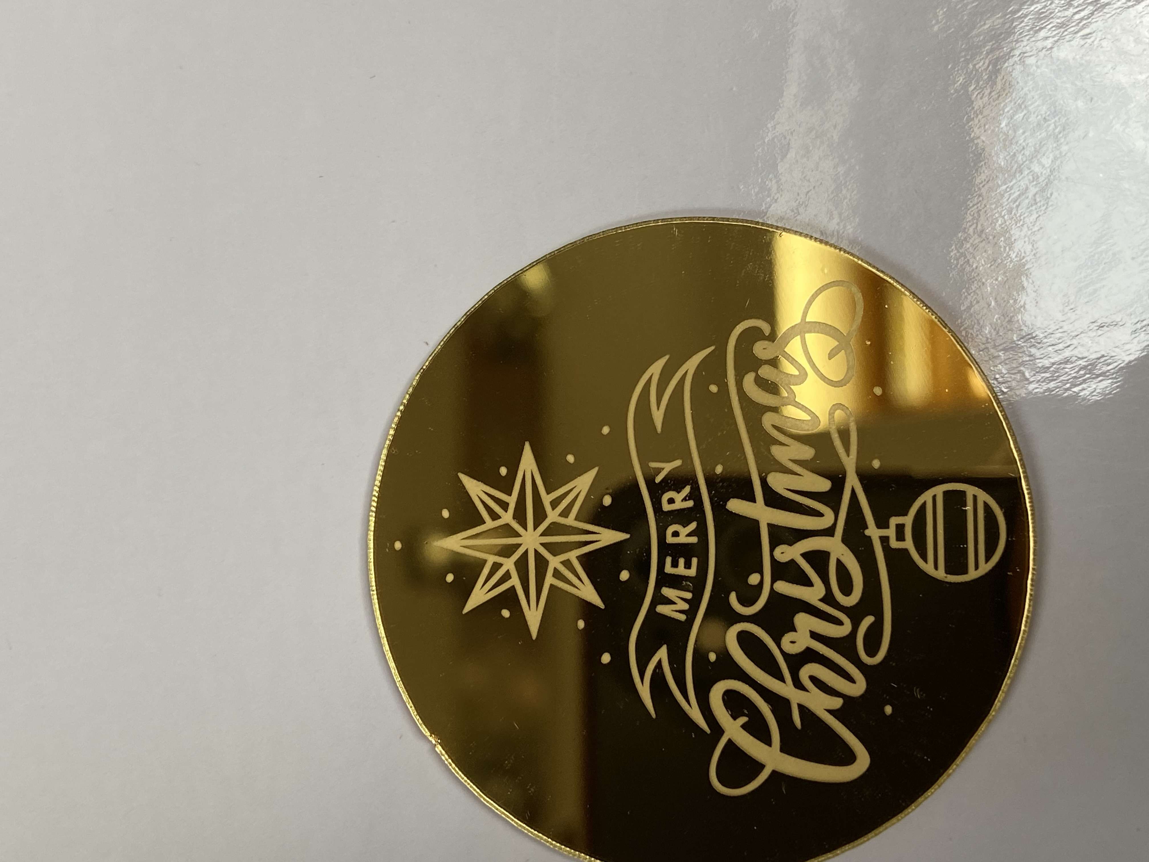 ACRYLIC CHRISTMAS ROUND DISC TOPPER