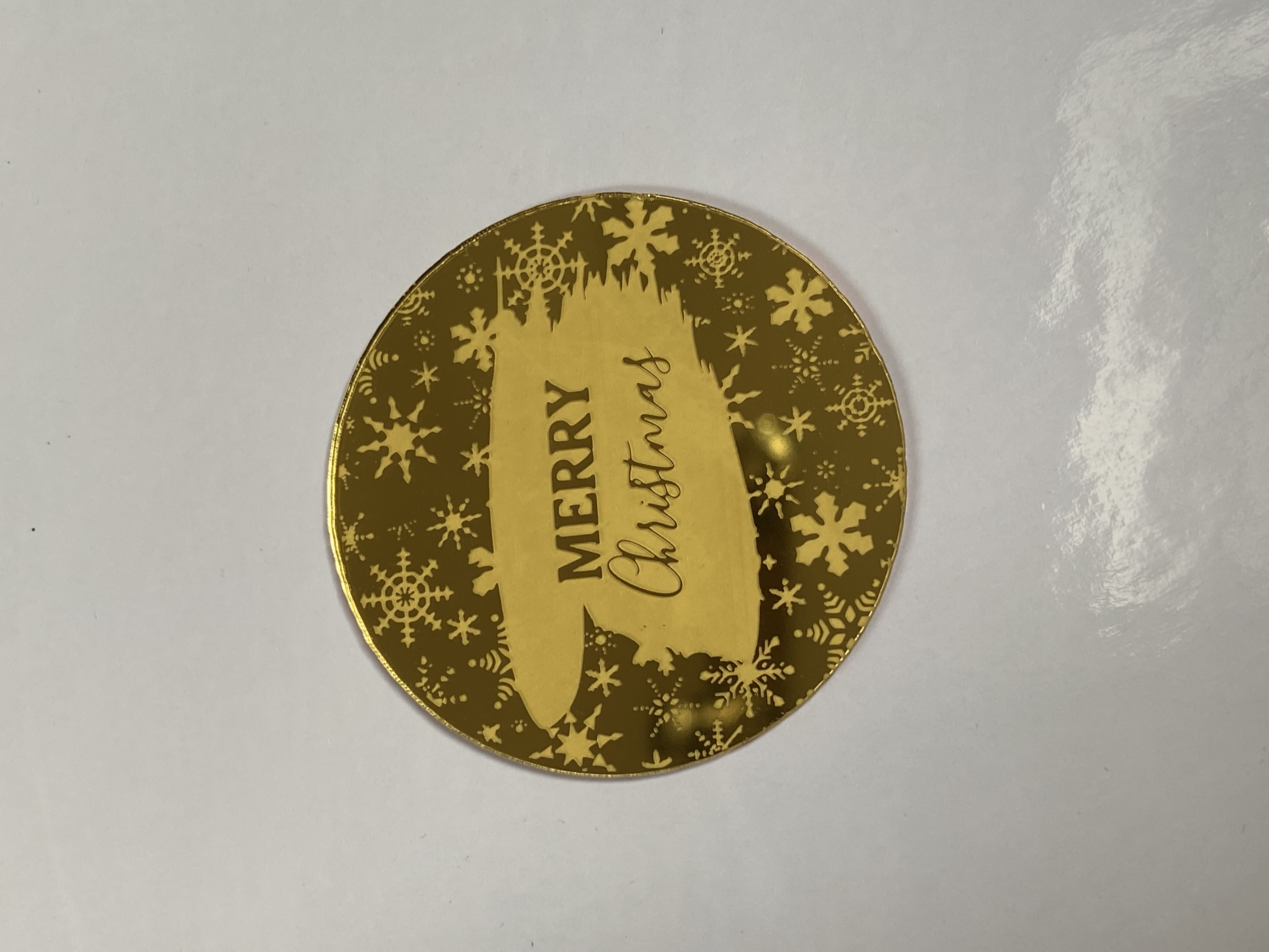 ACRYLIC CHRISTMAS ROUND DISC TOPPER