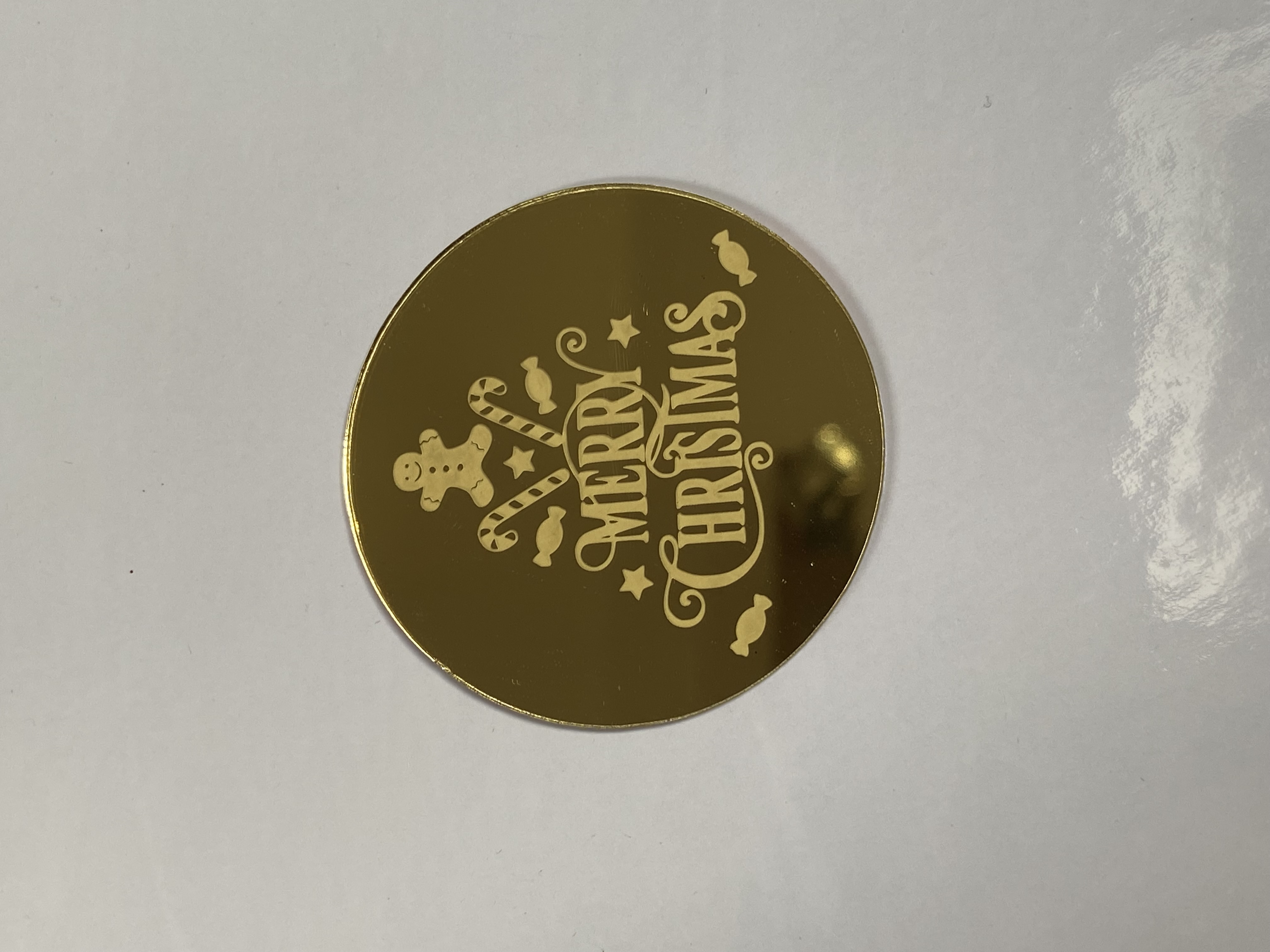 ACRYLIC CHRISTMAS ROUND DISC TOPPER