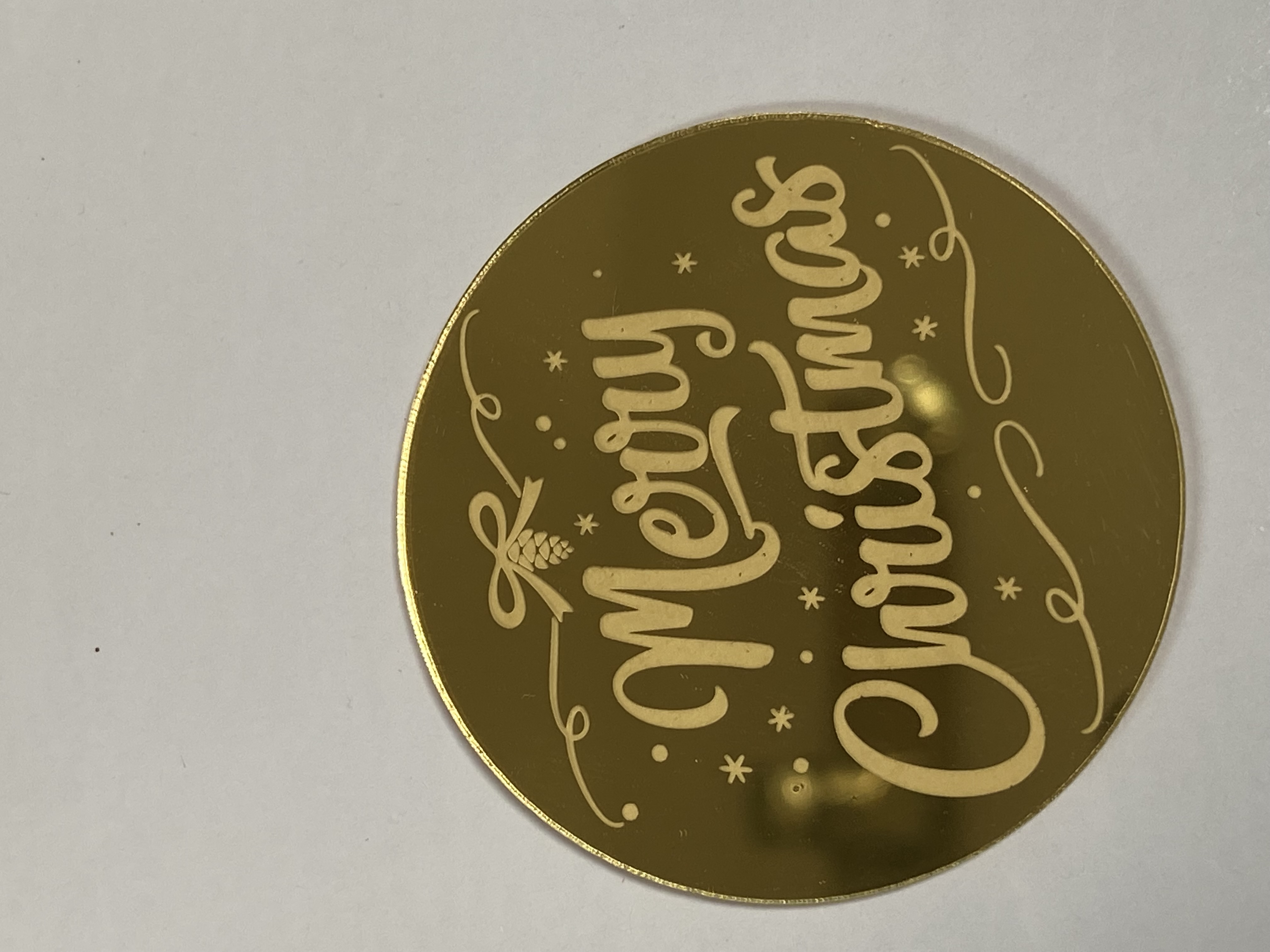 ACRYLIC CHRISTMAS ROUND DISC TOPPER