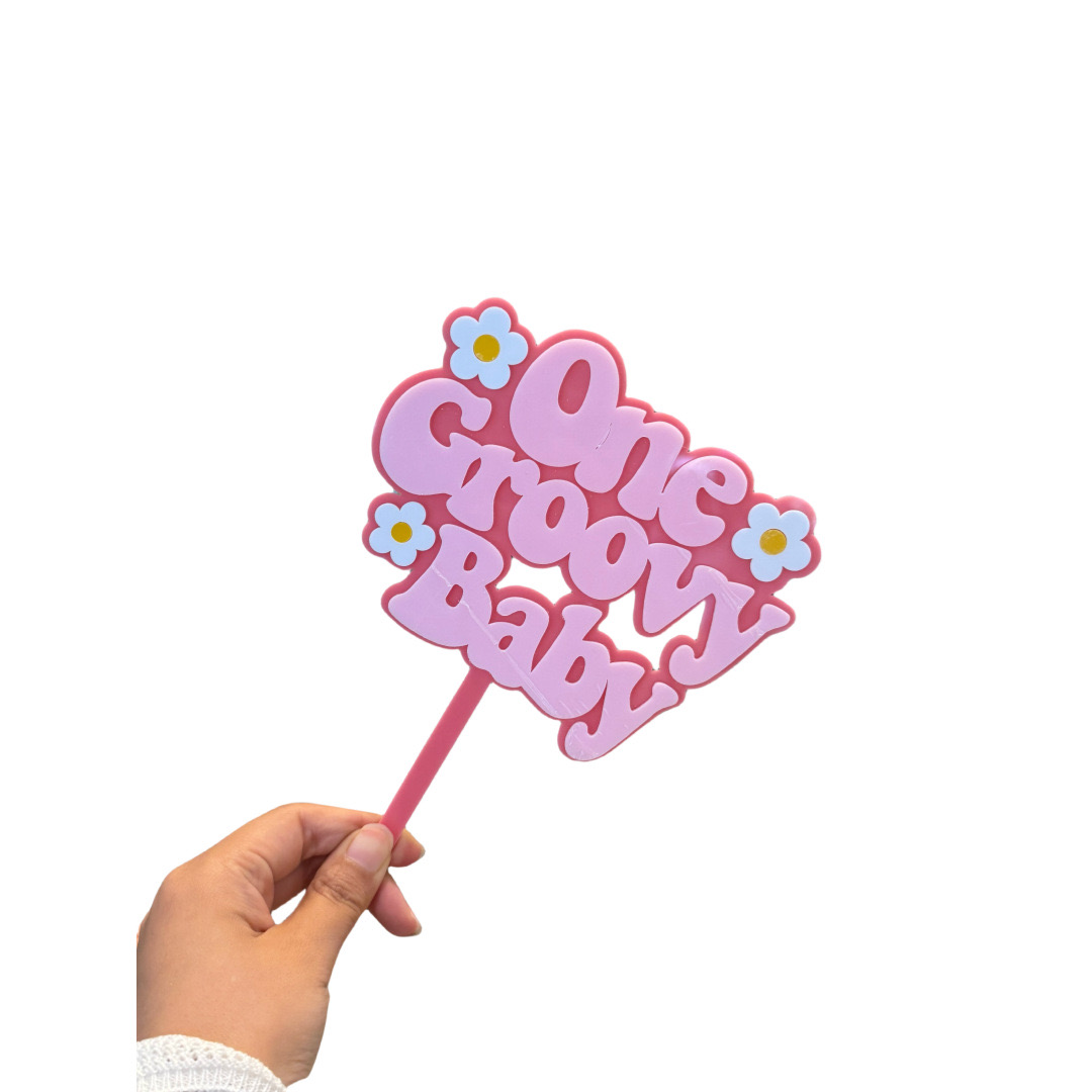 DOUBLE LAYER ACRYLIC ONE GROOVY BABY TOPPER