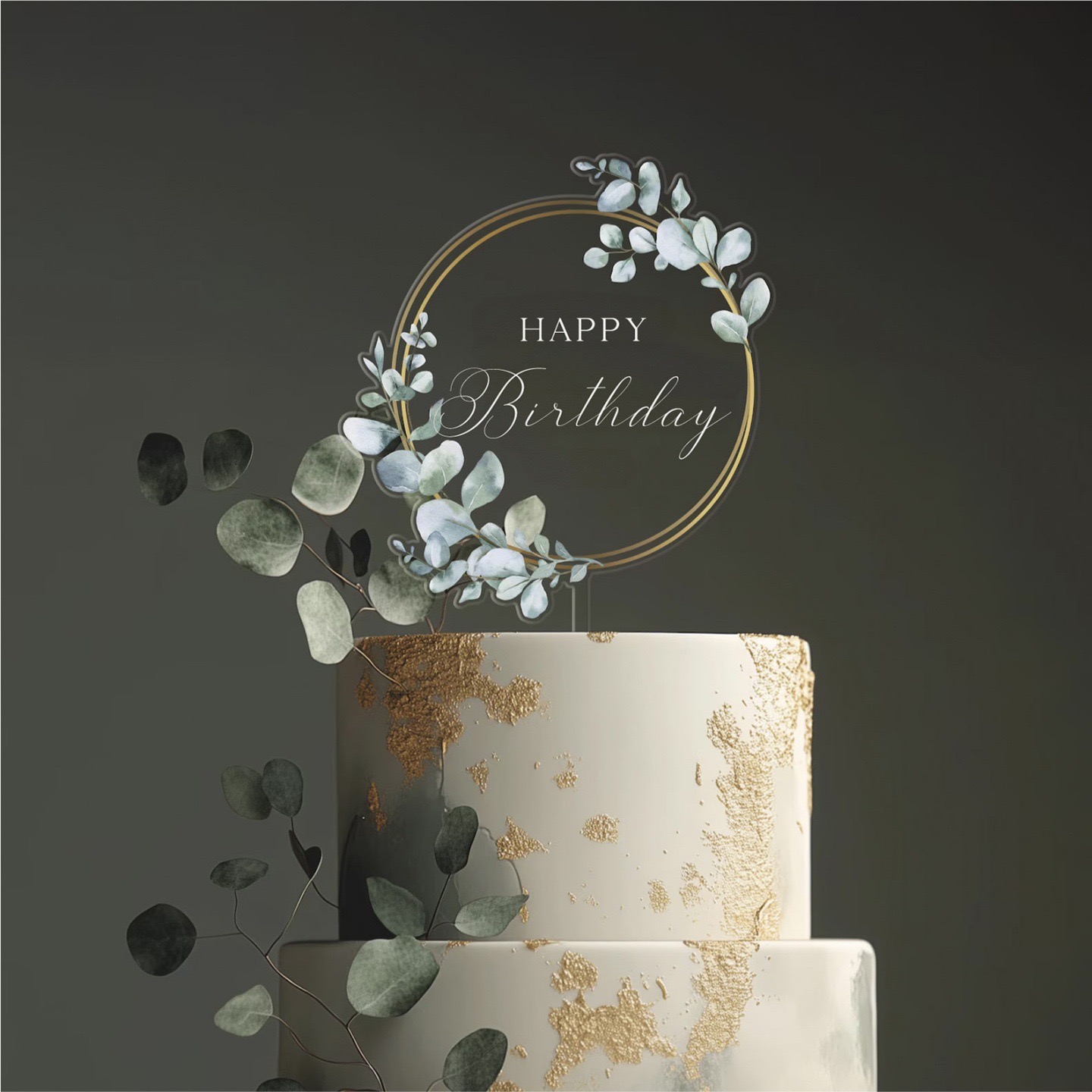 ACRYLIC ROUND BIRTHDAY CAKE TOPPER