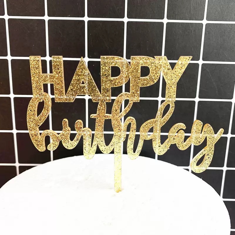 ACRYLIC GLITTER BIRTHDAY CAKE TOPPER