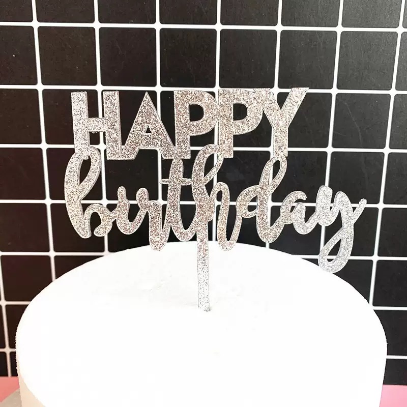 ACRYLIC GLITTER BIRTHDAY CAKE TOPPER