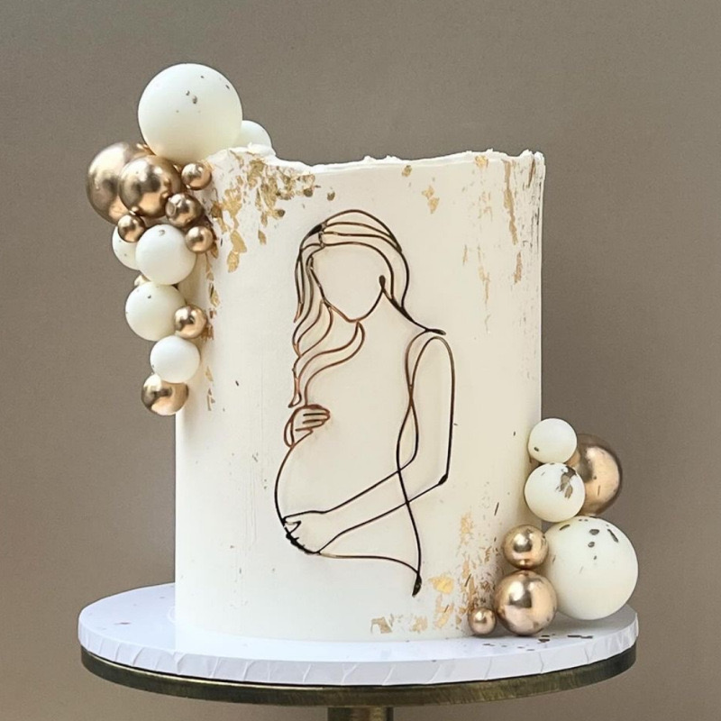 GOLD ACRYLIC PREGNANT WOMAN SILHOUETTE