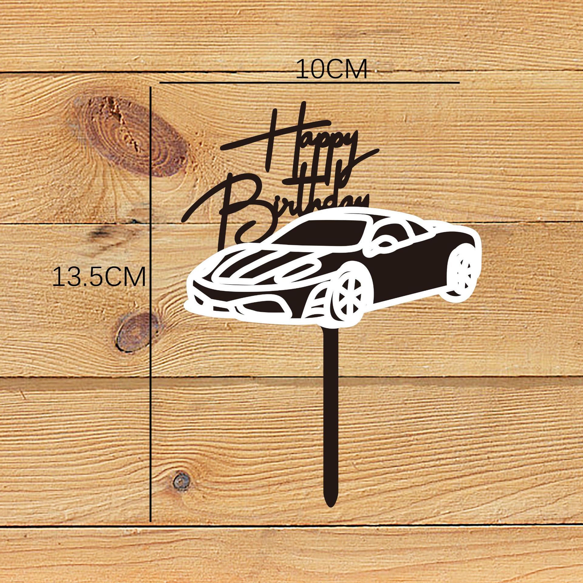 HAPPY BIRTHDAY TOPPER WITH CAR AND BICYCLE