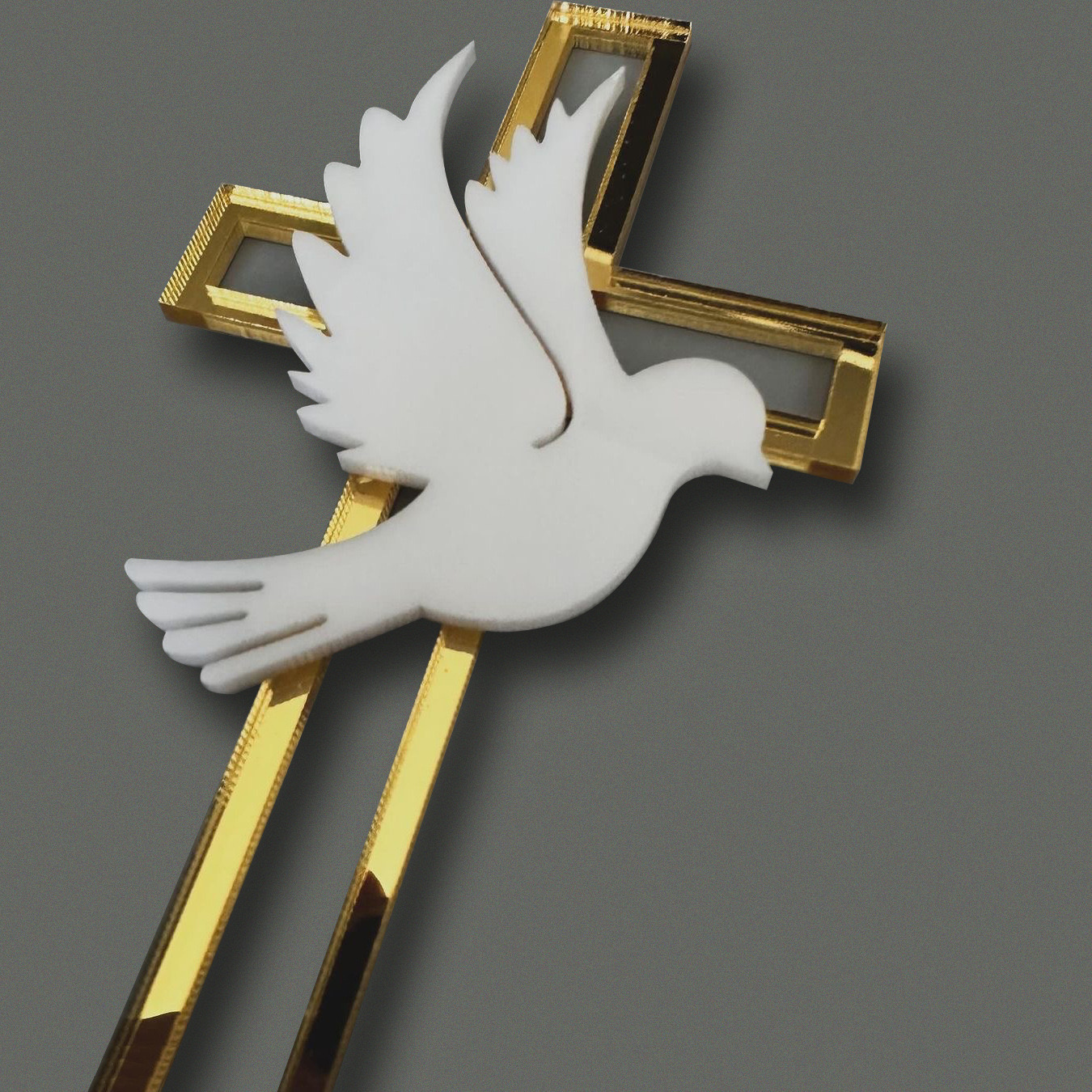DOVE AND CROSS CAKE TOPPER