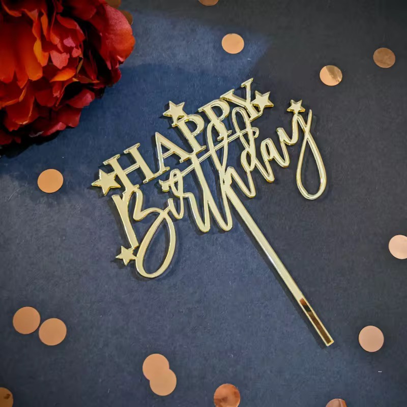 GOLD HAPPY BIRTHDAY TOPPER