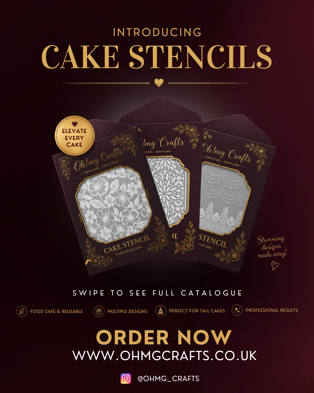 XXL CAKE STENCILS ( (42cm by 30cm / 16.5'' by 11.8'')