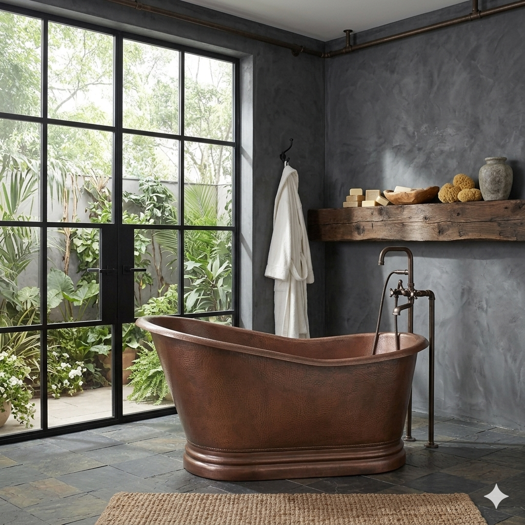 Handcrafted Copper Freestanding Bathtub - Spa Quality