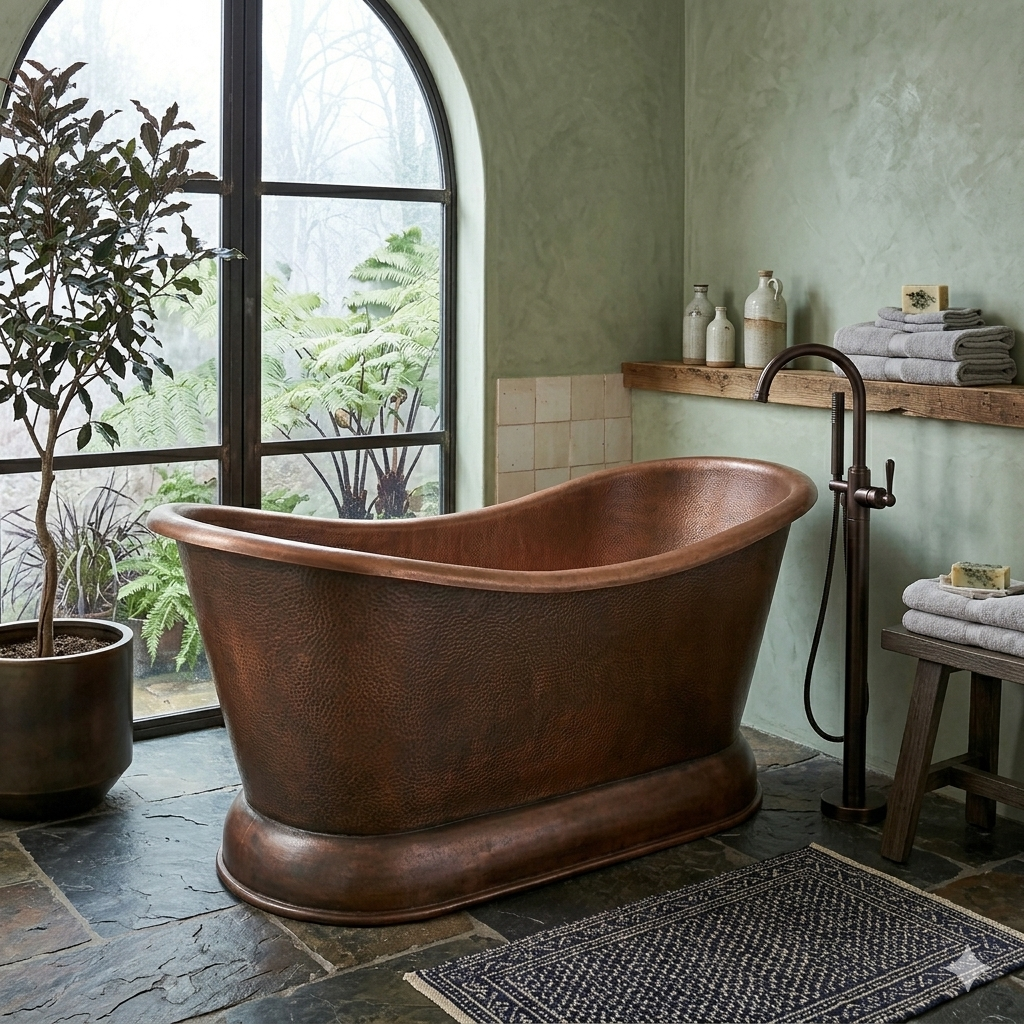 Handcrafted Copper Freestanding Bathtub - Spa Quality